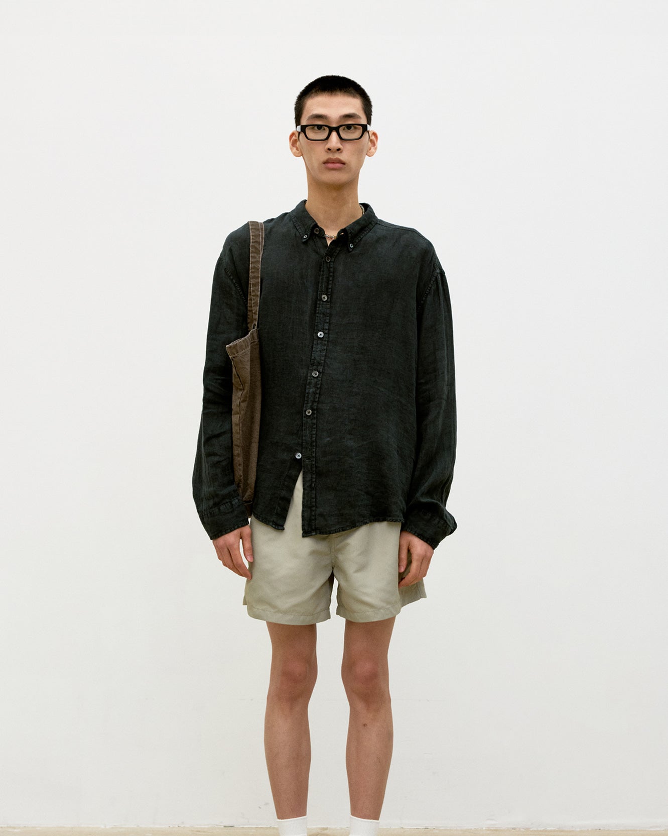 Linen Dyed Oversized Shirt - Washed Charcoal