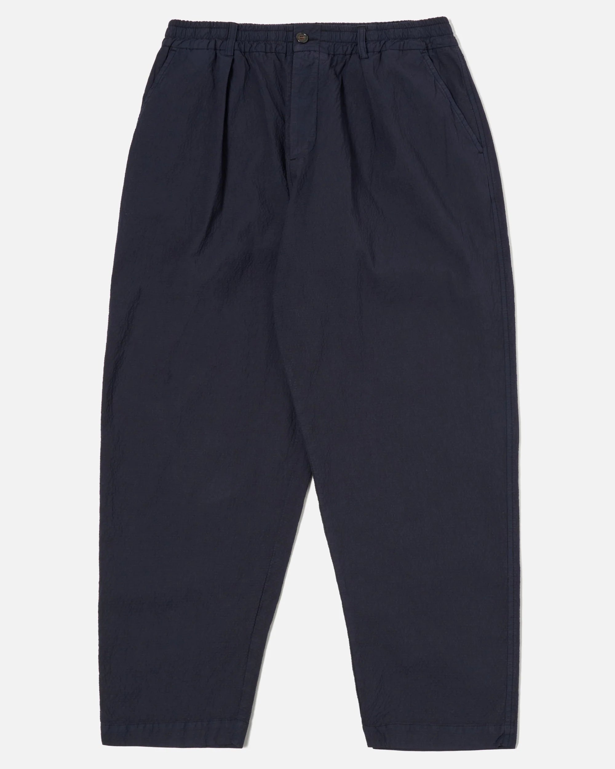 Pleated Track Pant - Navy Seersucker II