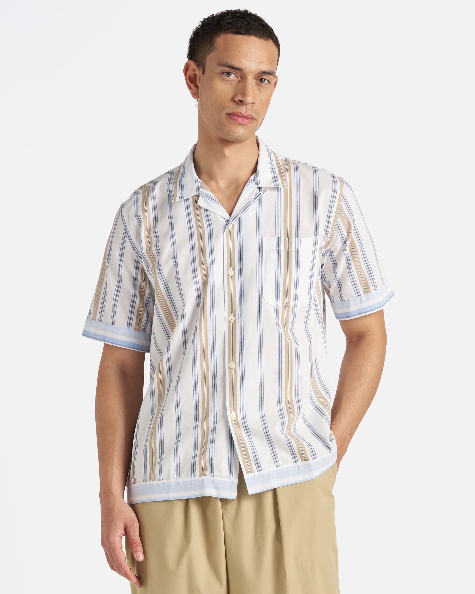 Dean Road Shirt - Blue/Sand Pop Stripe Three