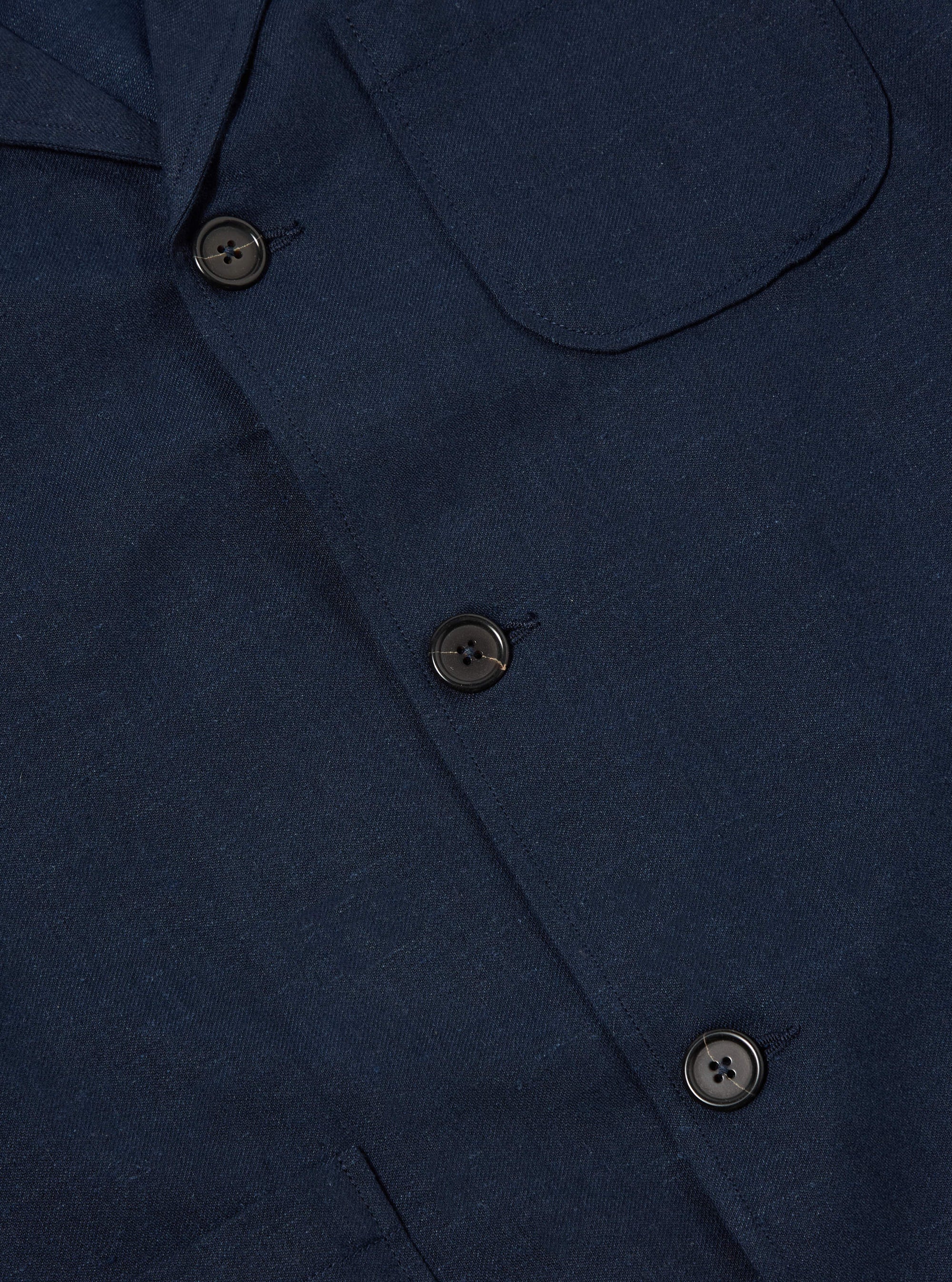 Three Button Jacket - Navy Lord Cotton Linen