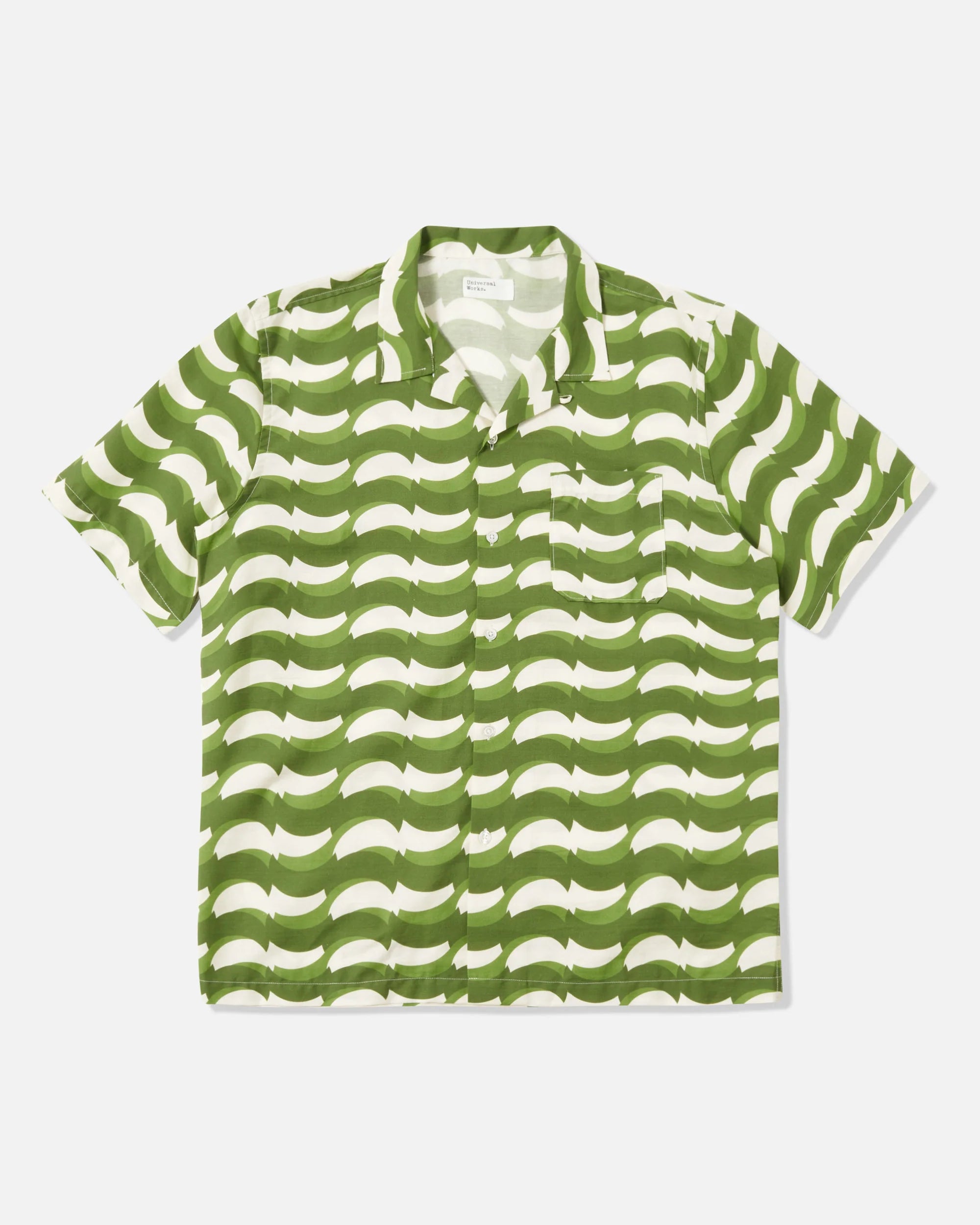Road Shirt - Green Geo Wave Print Cotton