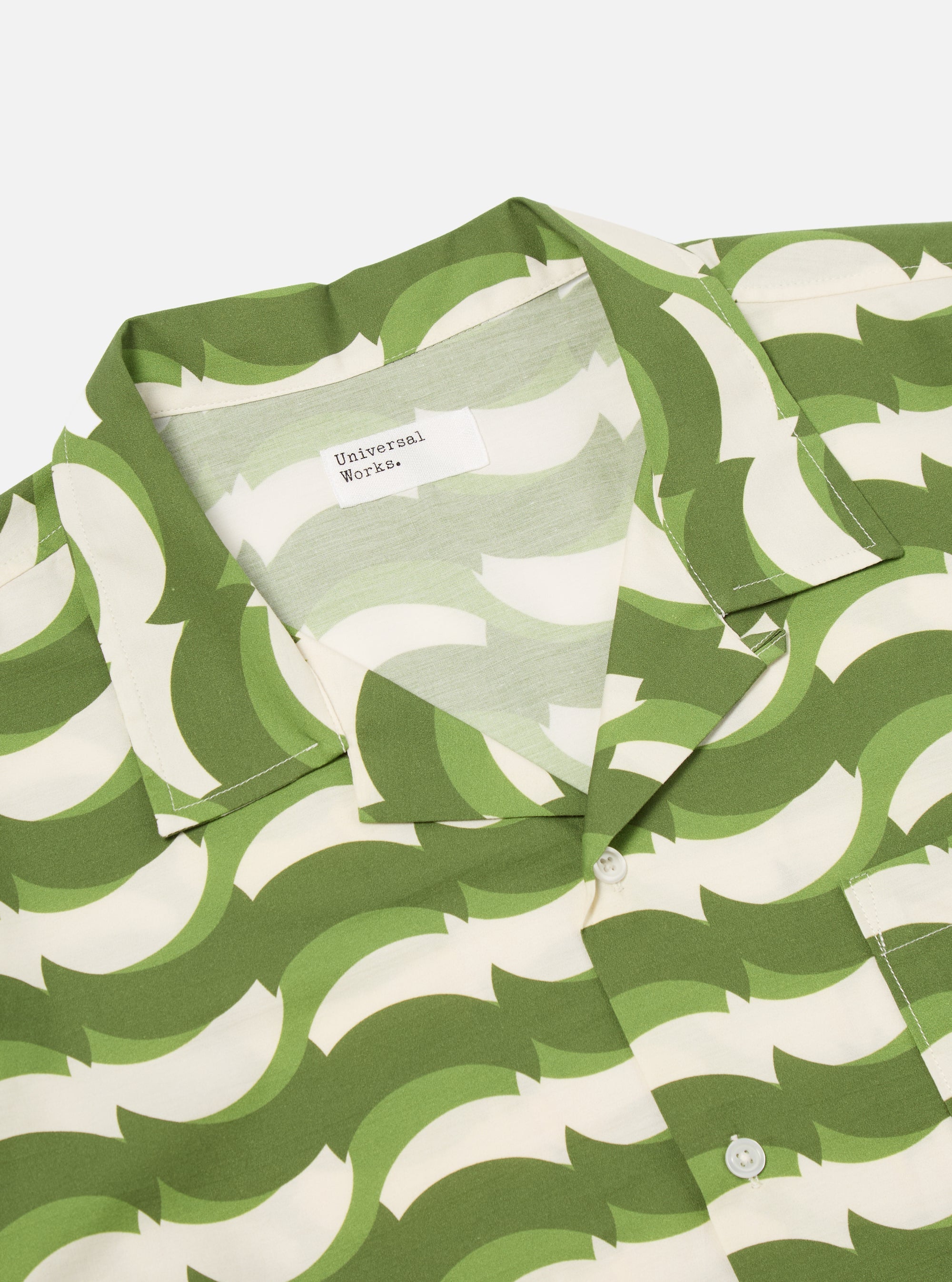 Road Shirt - Green Geo Wave Print Cotton