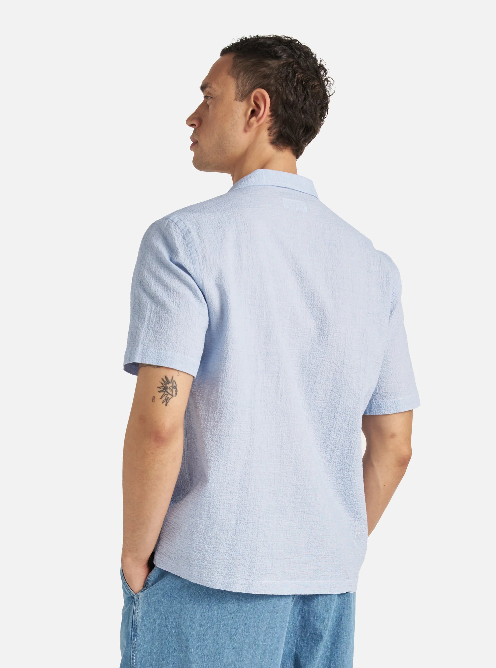 Road Shirt - Pale Blue Seersucker