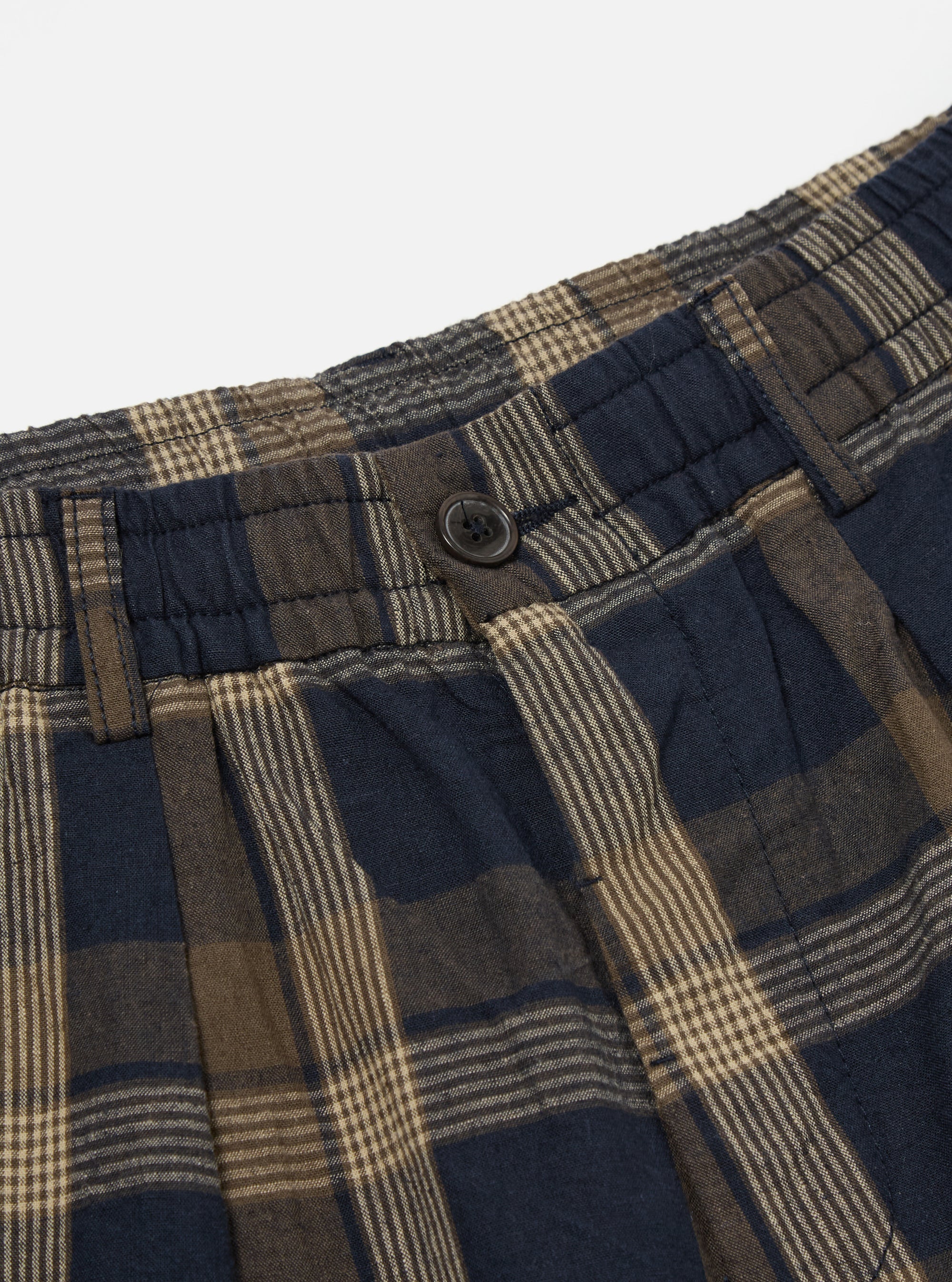 Pleated Track Short - Navy/Brown Lincot Big Check