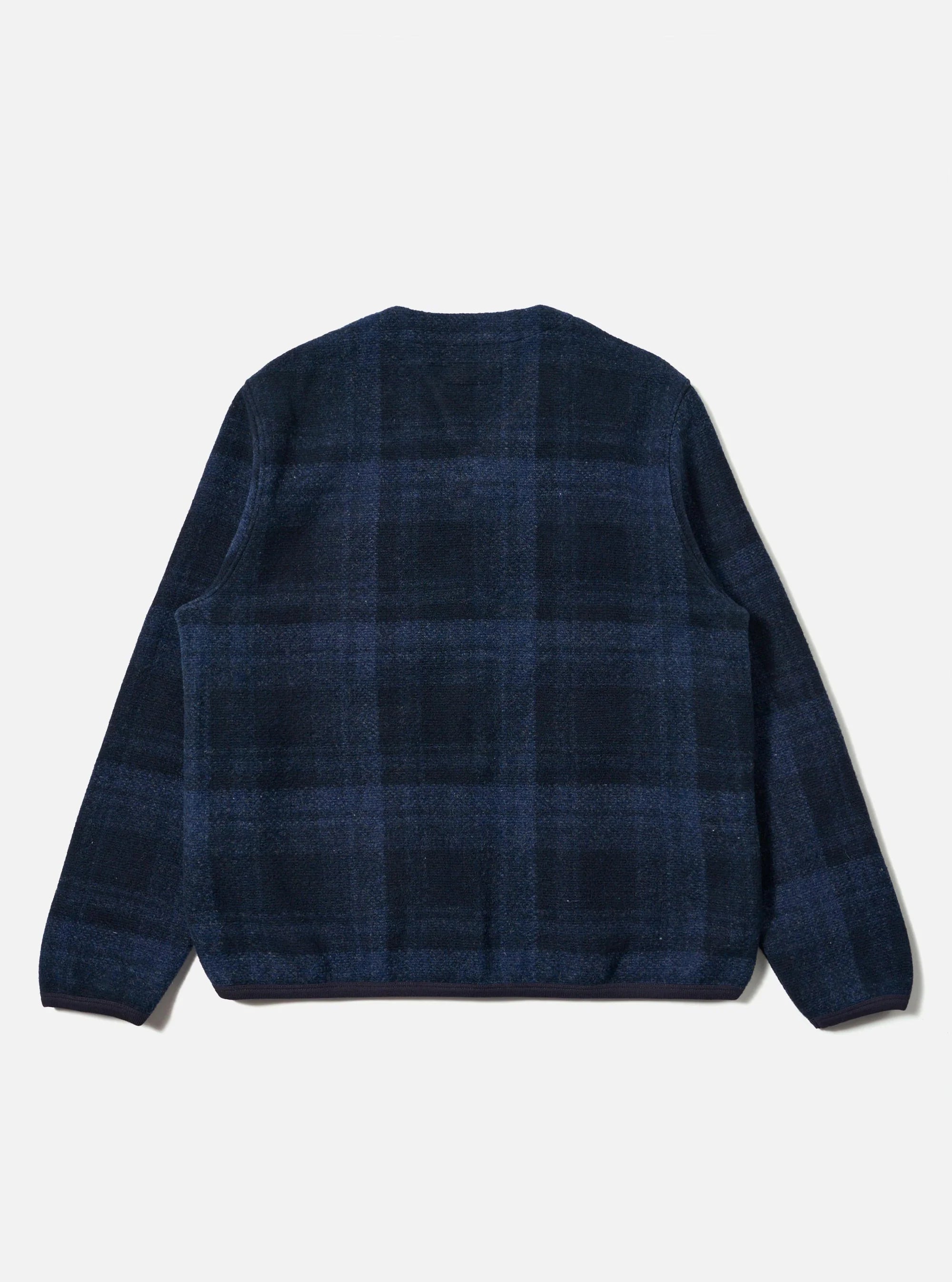 MOH Check Fleece Cardigan - Navy