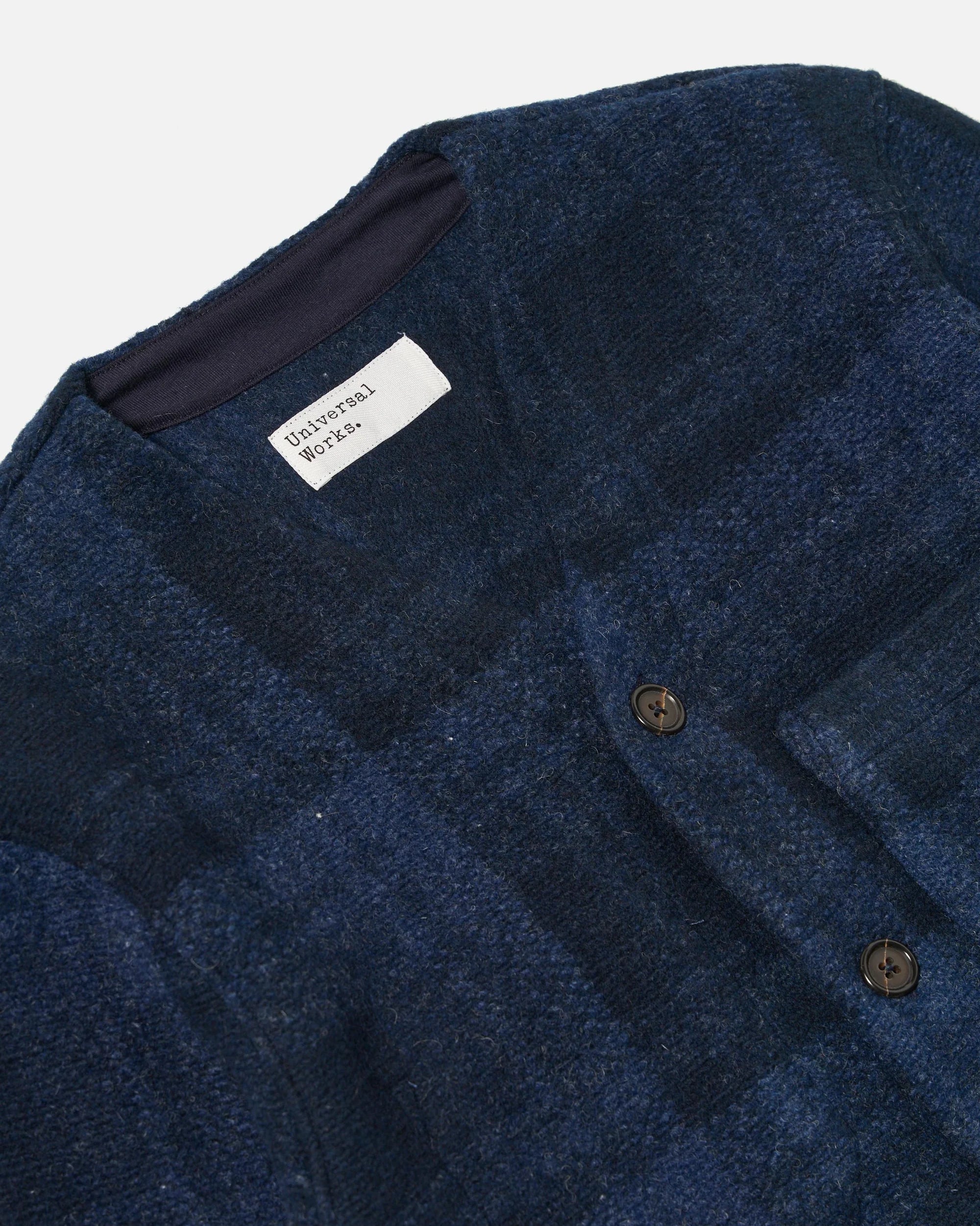MOH Check Fleece Cardigan - Navy
