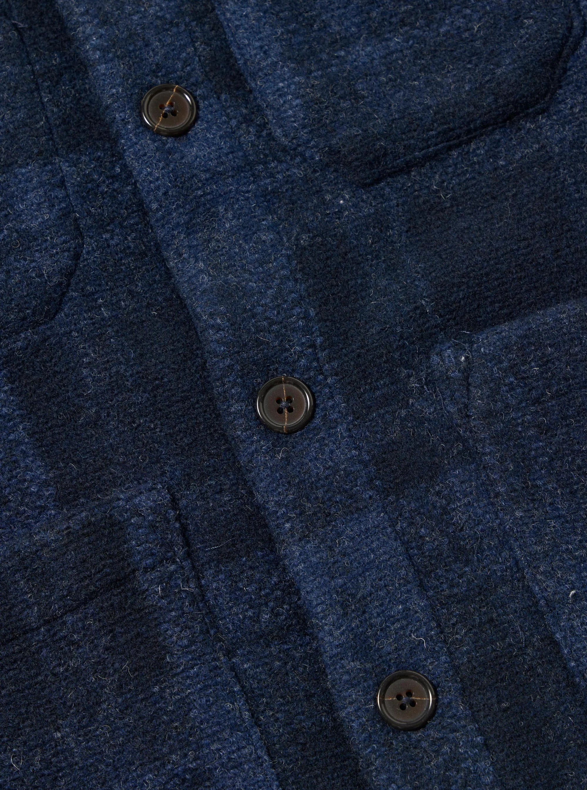 MOH Check Fleece Cardigan - Navy