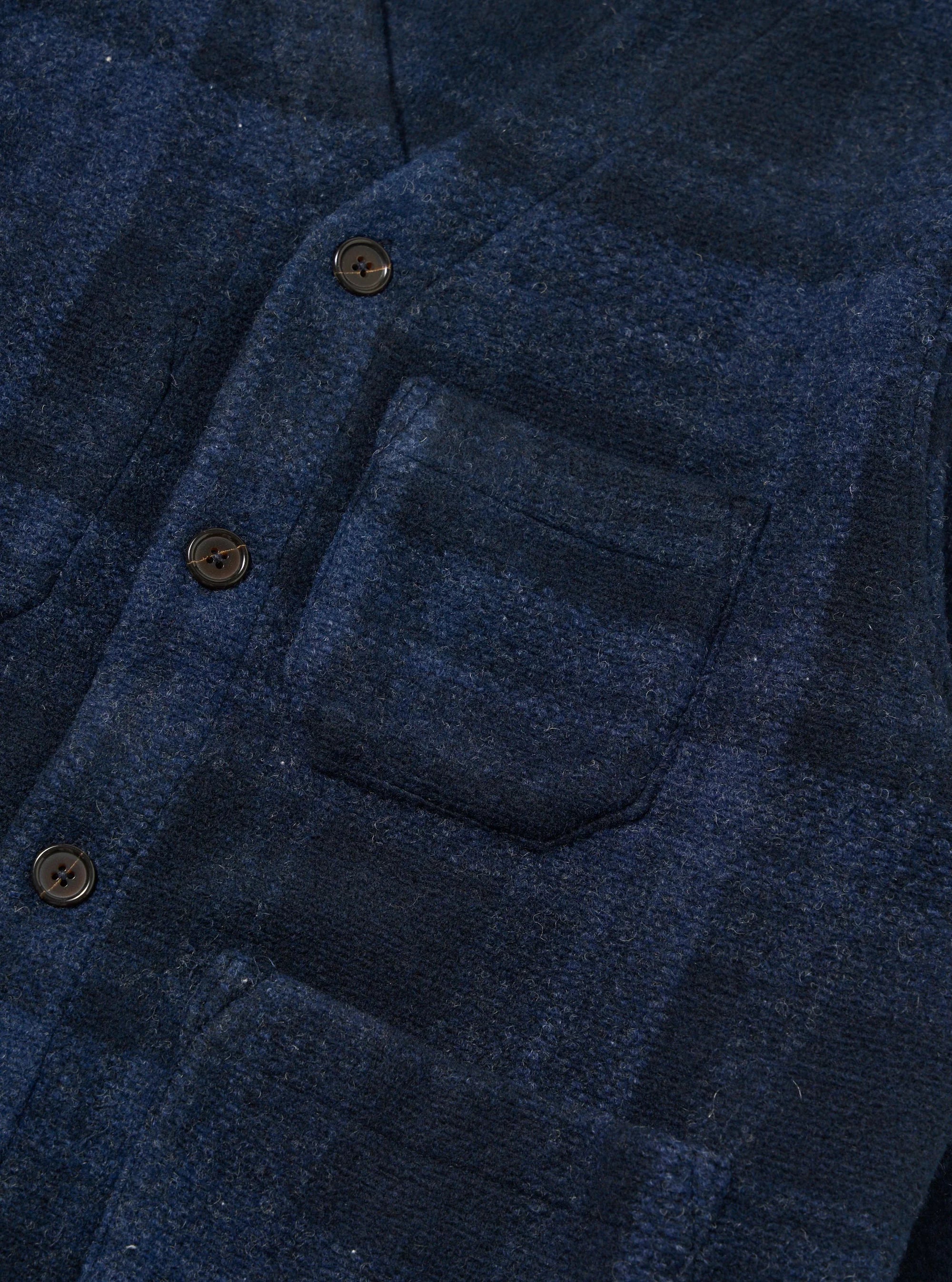 MOH Check Fleece Cardigan - Navy