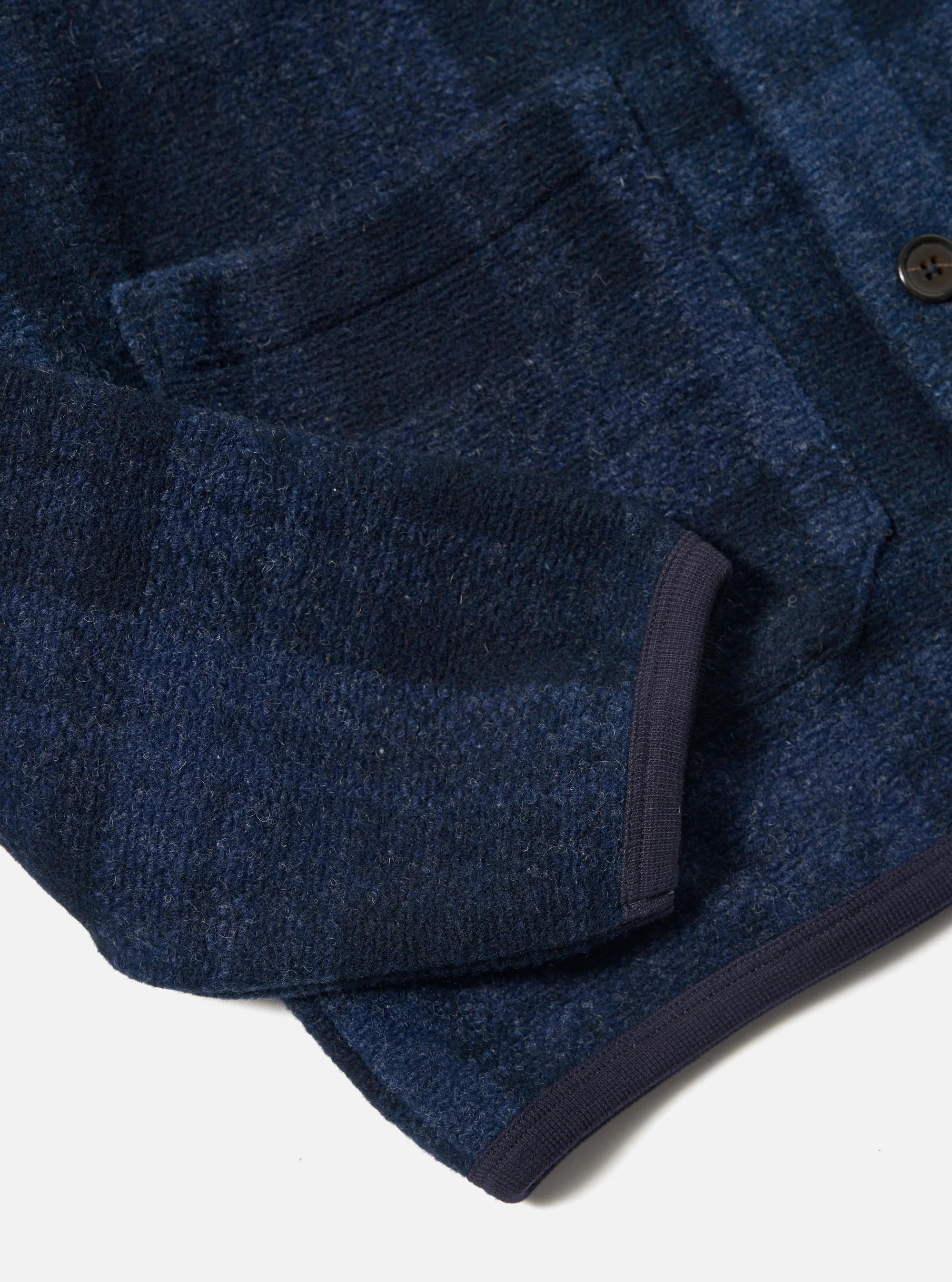 MOH Check Fleece Cardigan - Navy