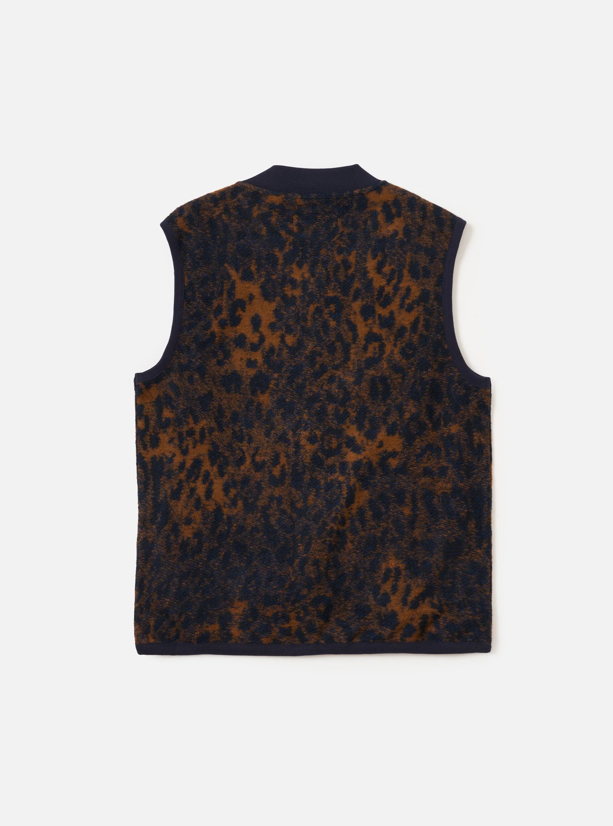 Night Leopard Zip Waistcoat - Dark Navy / Brown