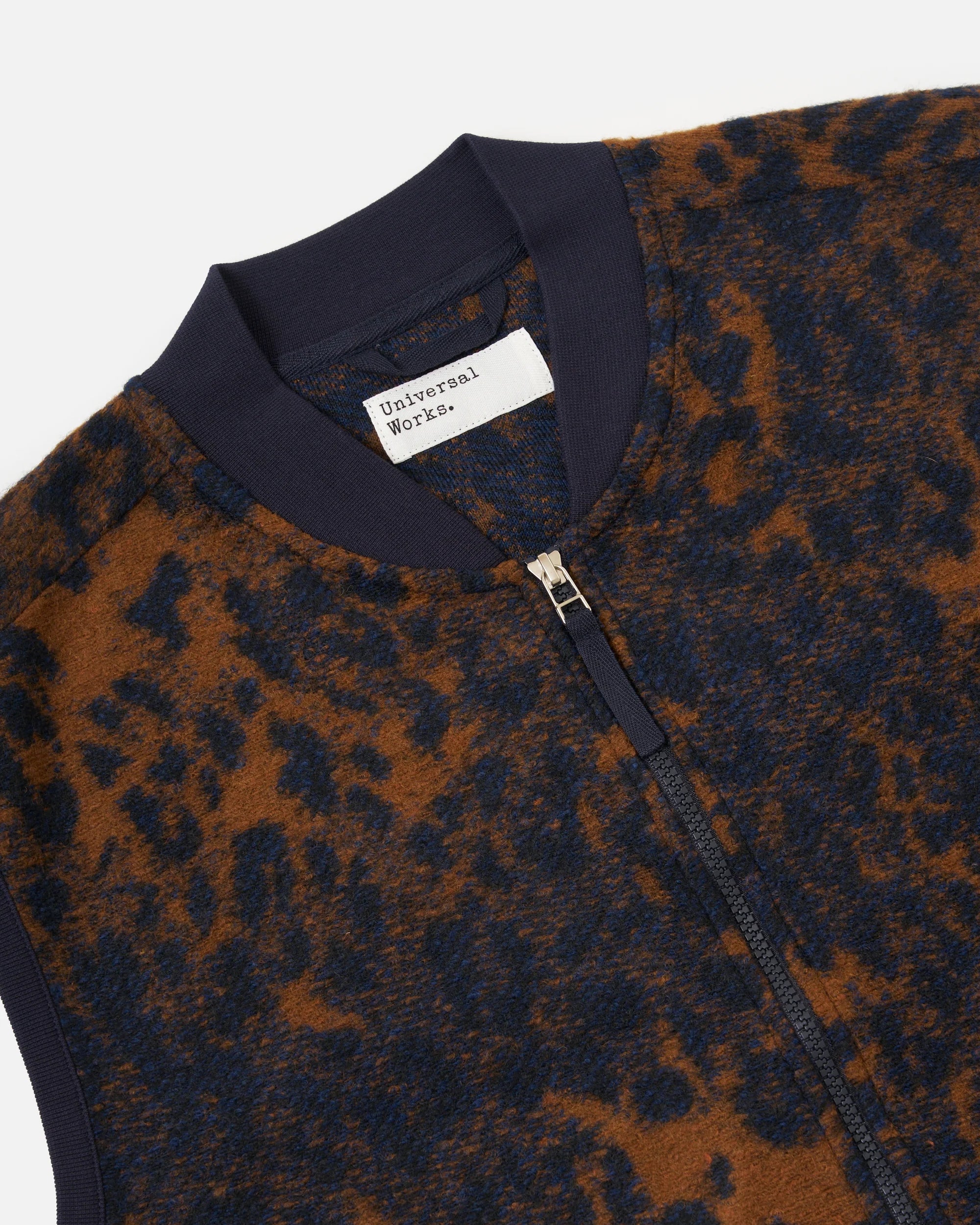 Night Leopard Zip Waistcoat - Dark Navy / Brown