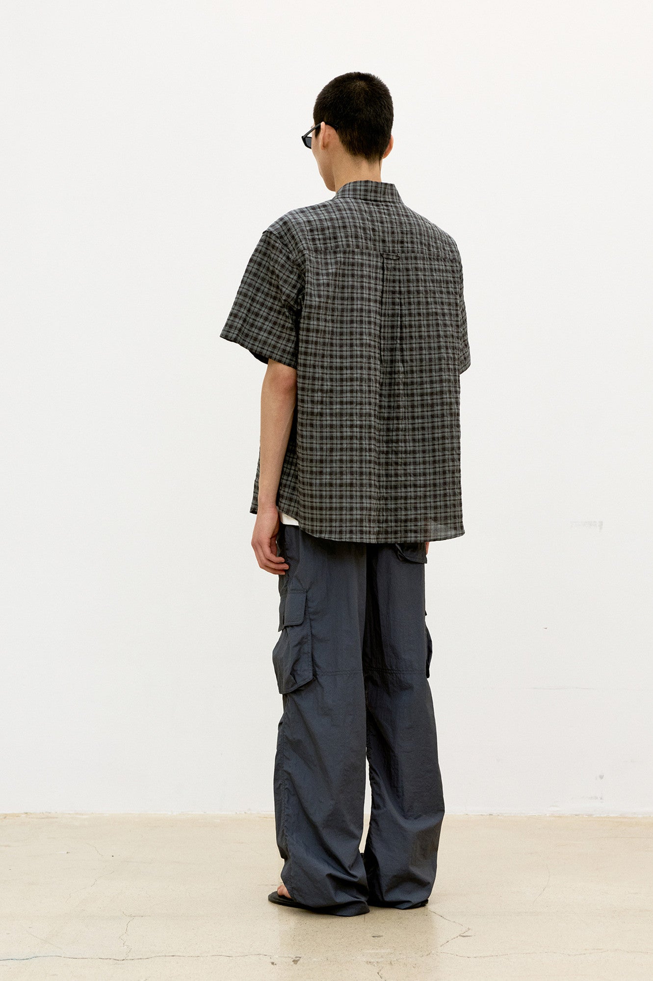 Alternative Wrinkle Check Half Shirt - Washed Black