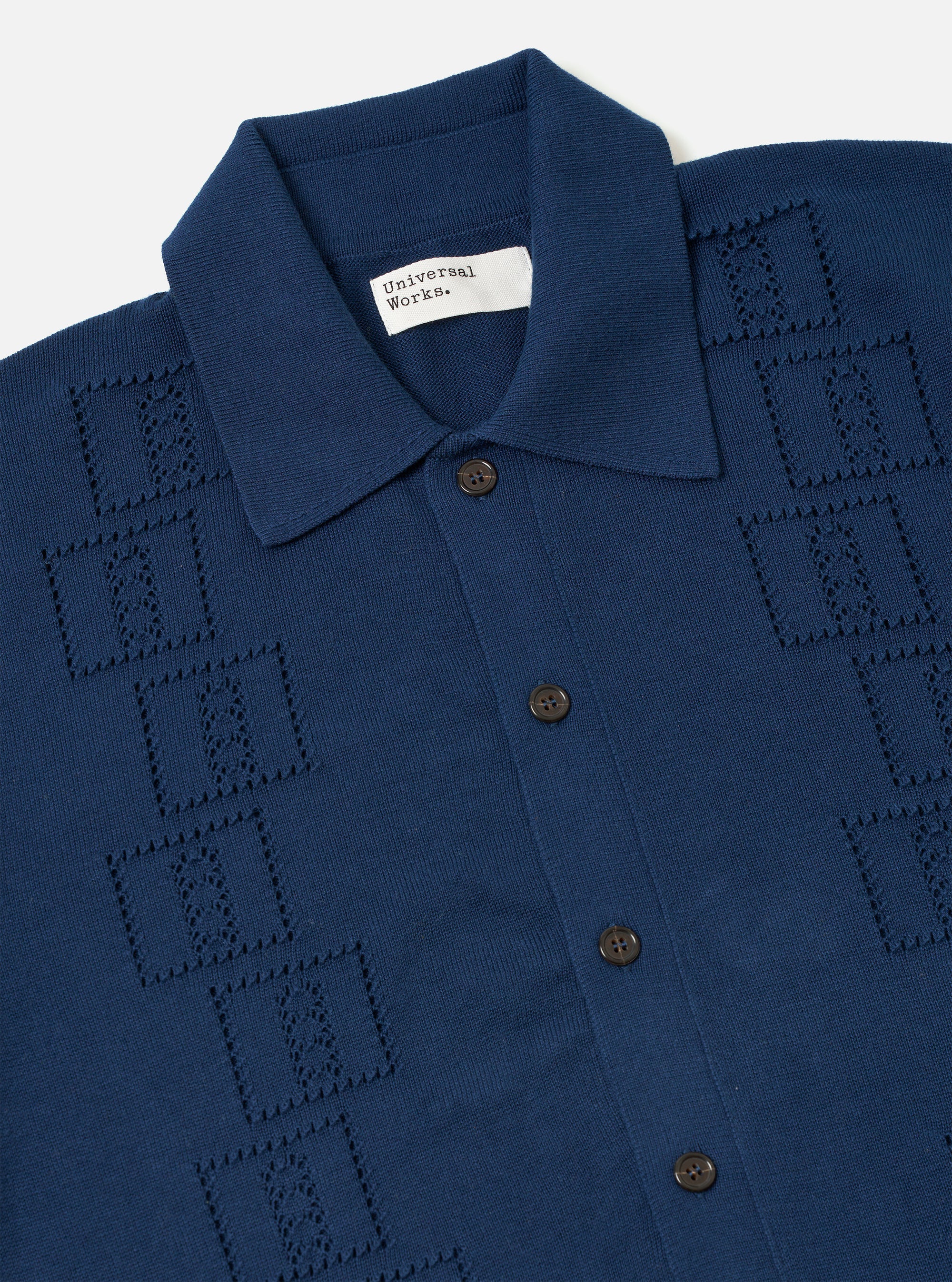 Jonny Knit Shirt - Dark Navy Cotton Lace Knit