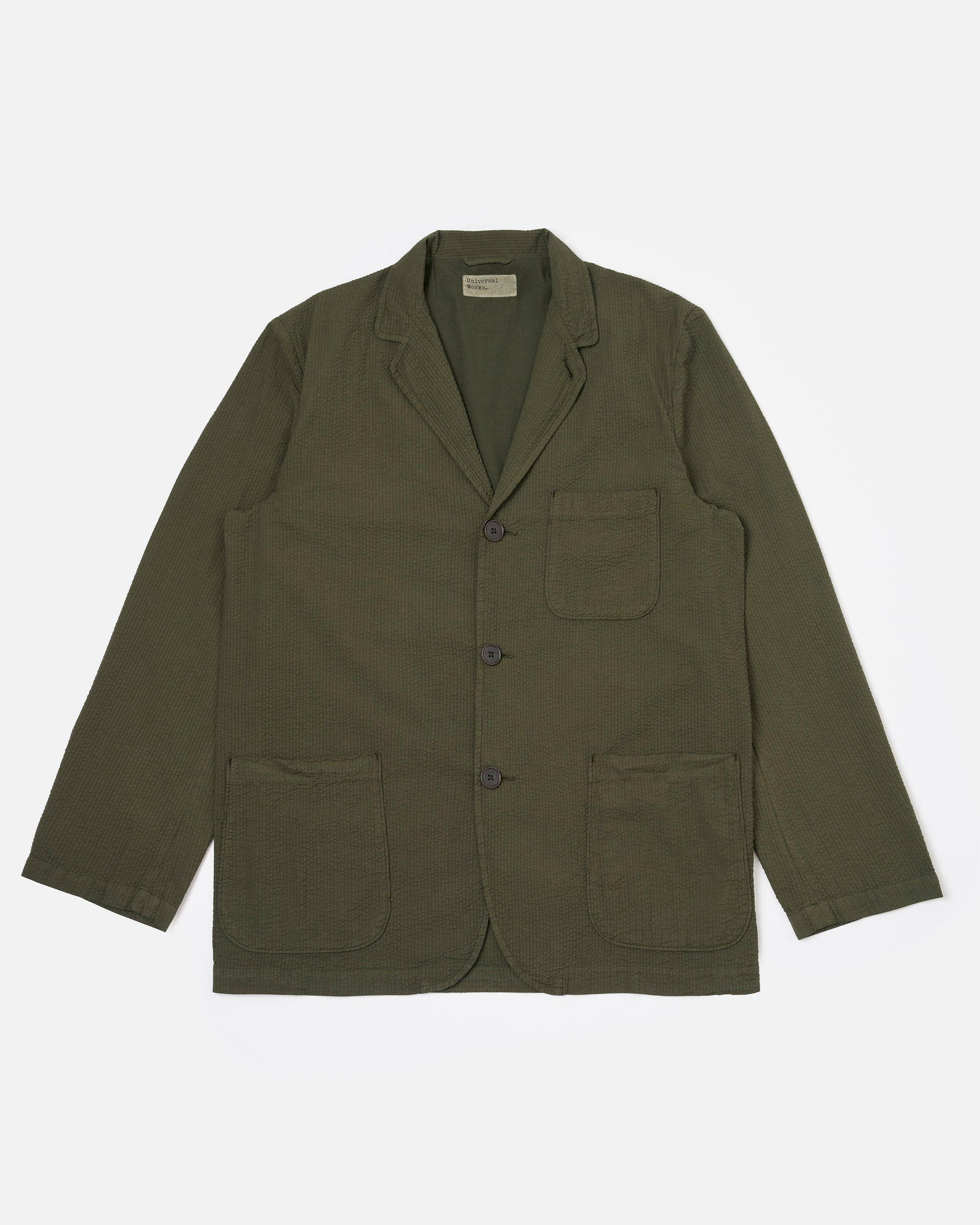 Three Button Jacket - Olive Merida Seersucker
