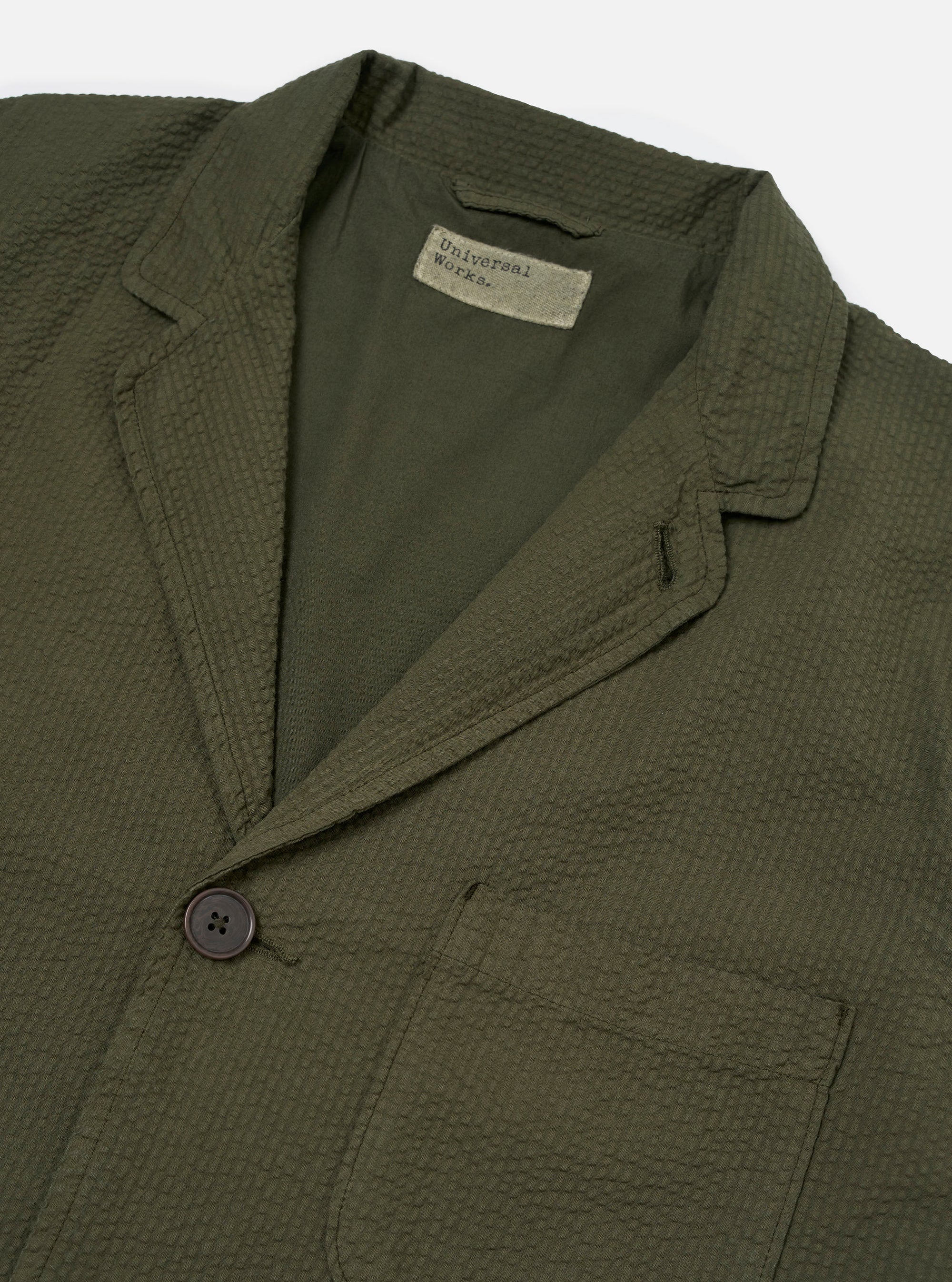 Three Button Jacket - Olive Merida Seersucker