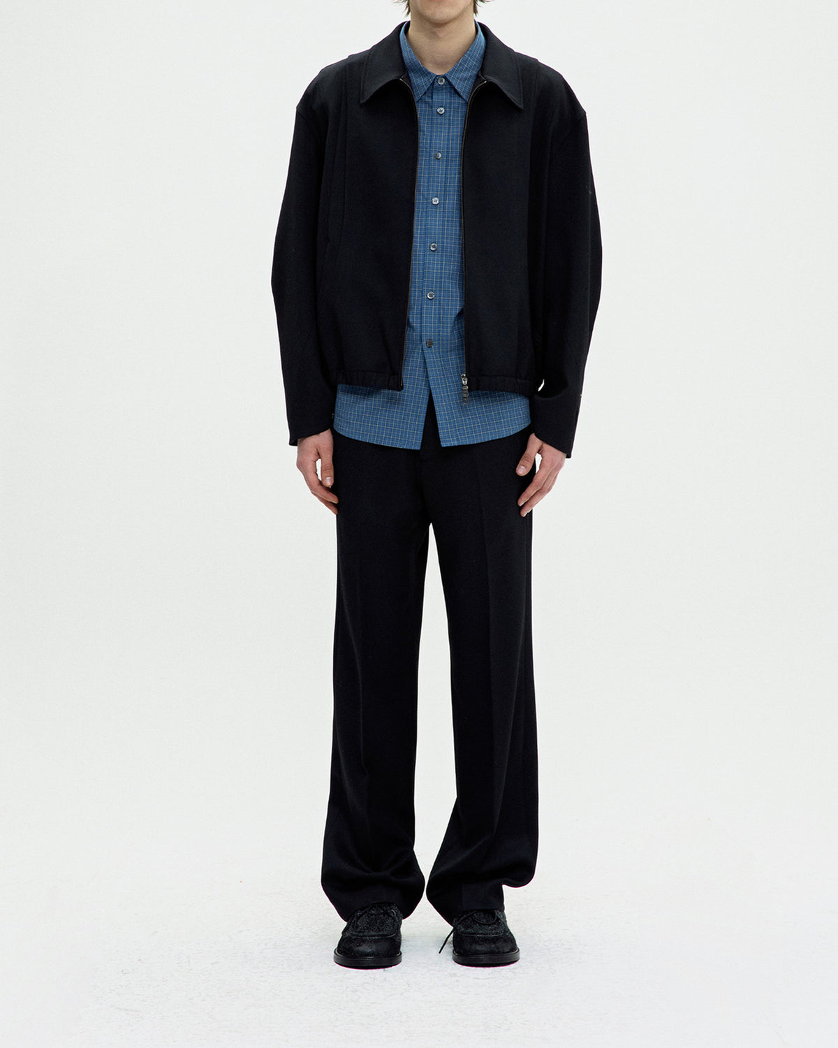 Wool-Blend Straightleg Trousers - Black