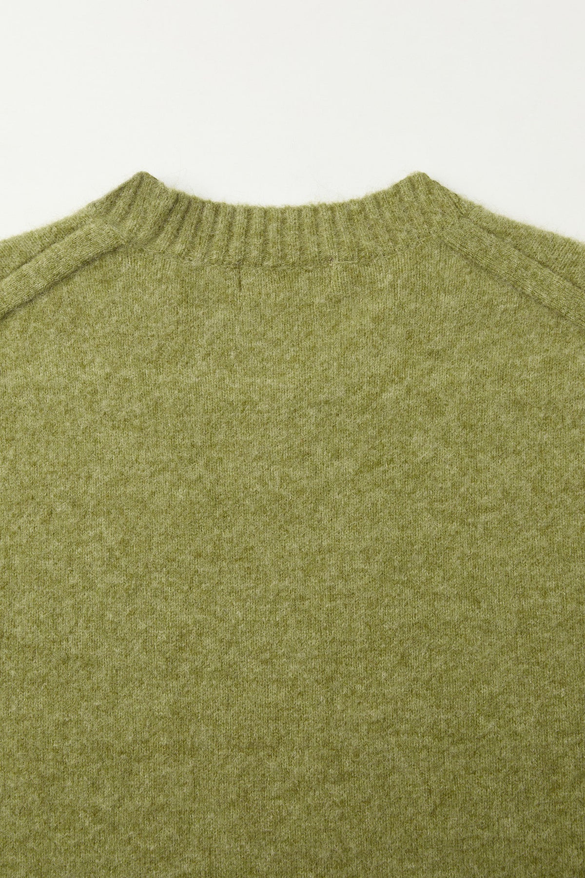 Wool Blend Hairy Neck Sweater - Pale Green