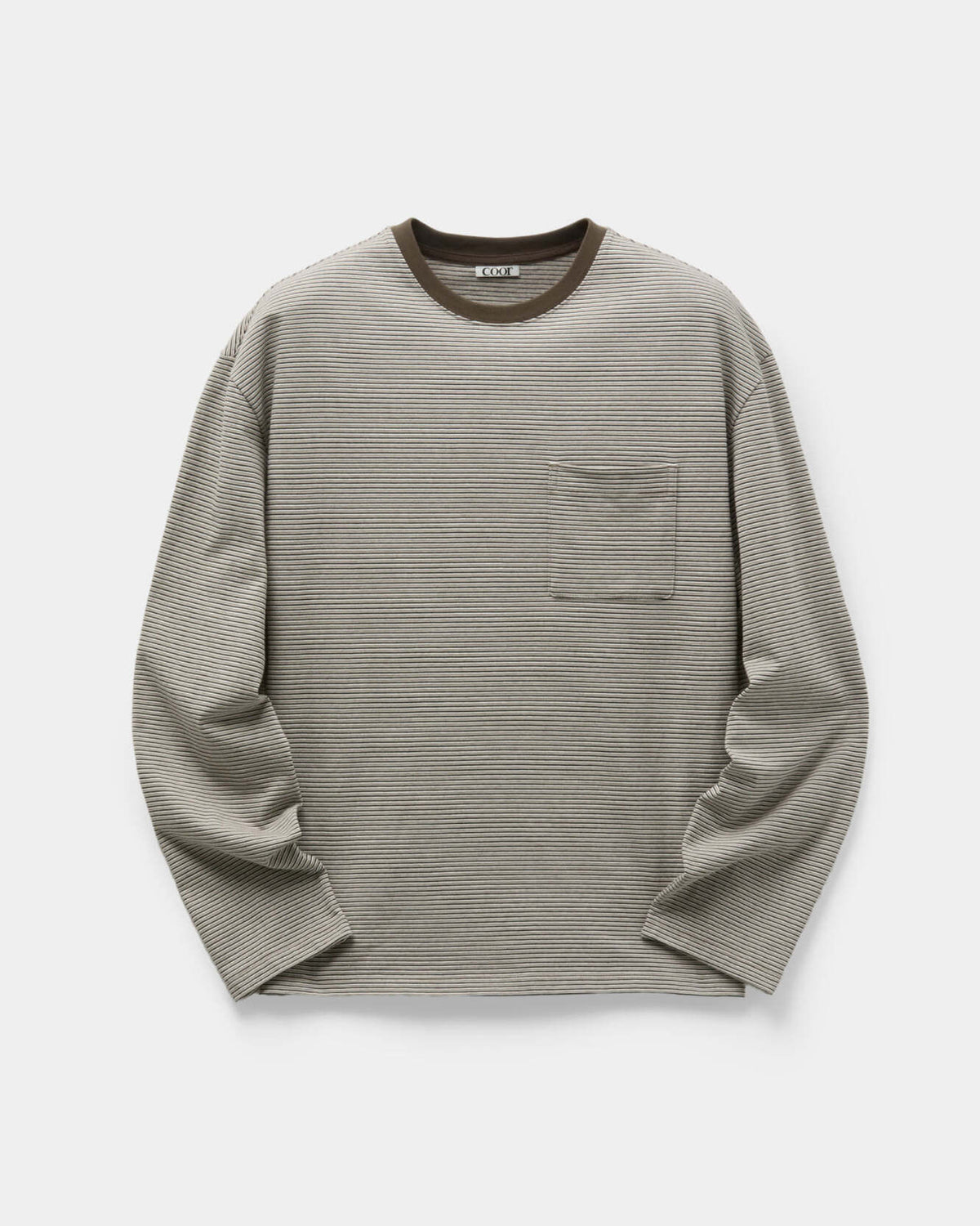 Multi Pin Pique Polo Long Sleeve - Brown