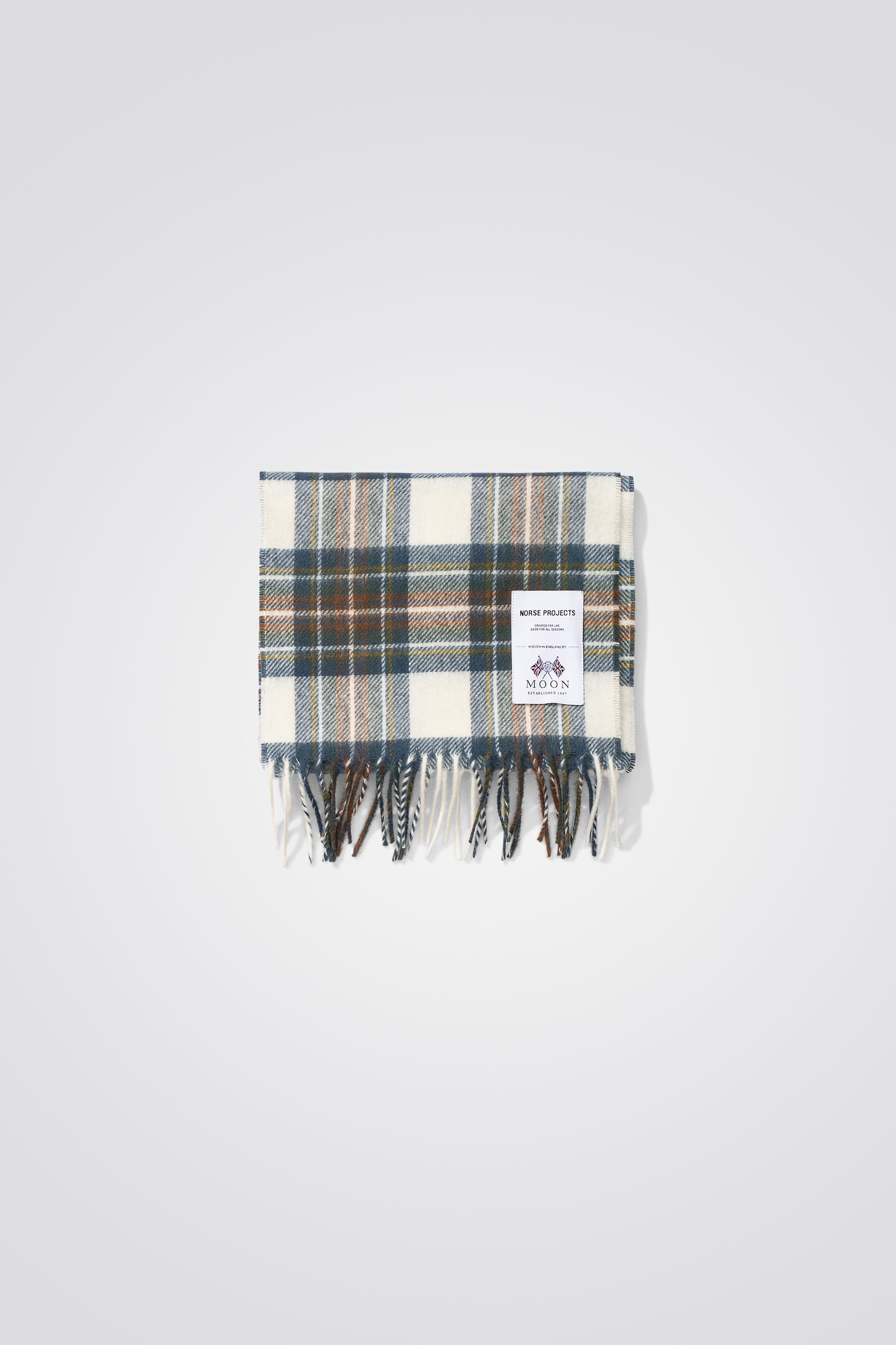 Moon Checked Lambswool Scarf - Scoria Blue