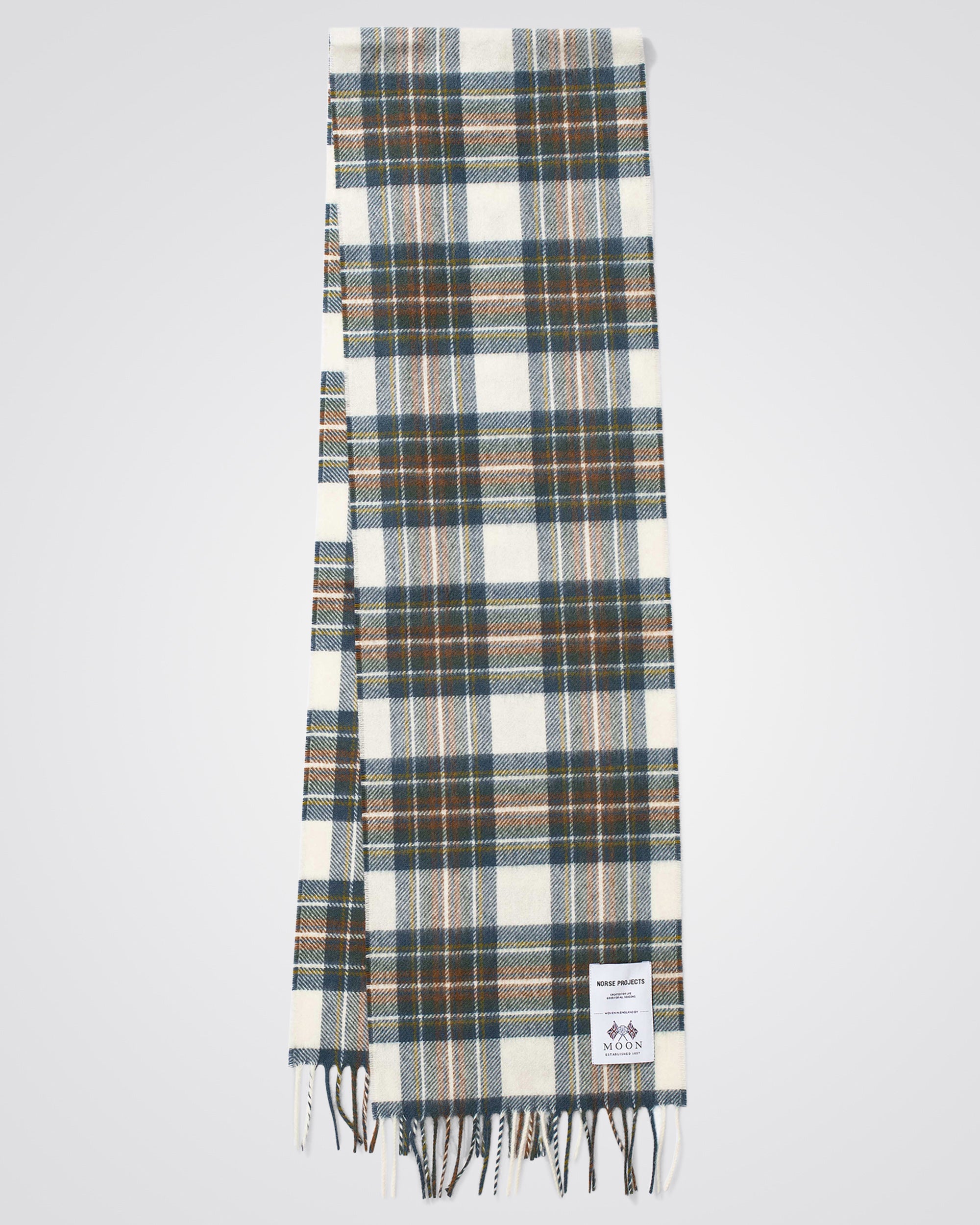 Moon Checked Lambswool Scarf - Scoria Blue