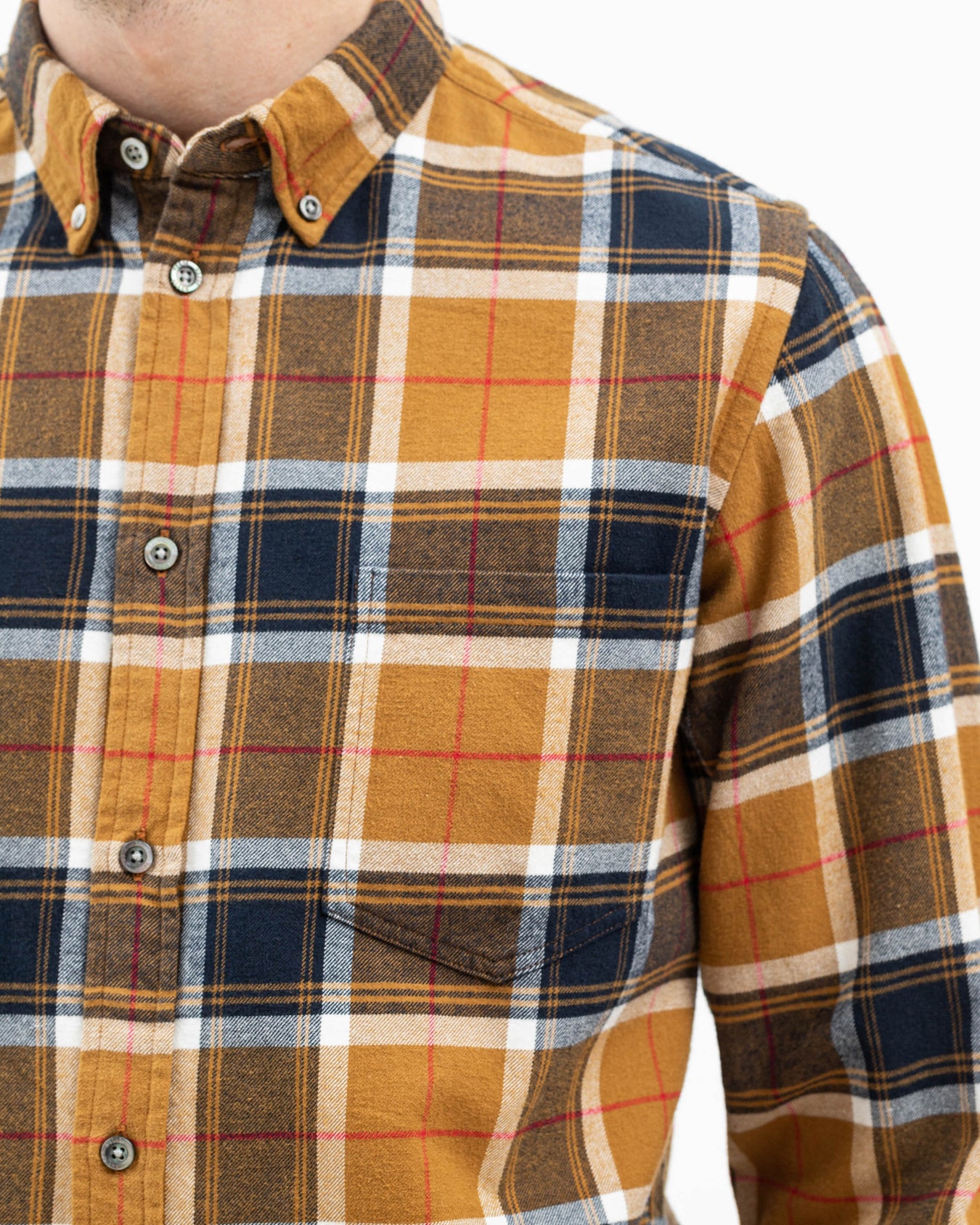 Anton Organic Flannel Check - Cumin Yellow