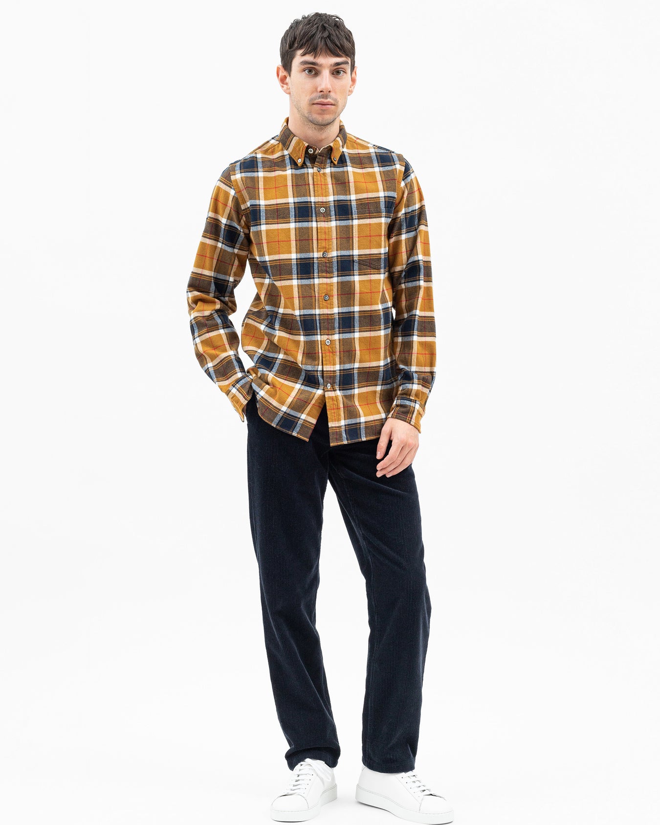 Anton Organic Flannel Check - Cumin Yellow