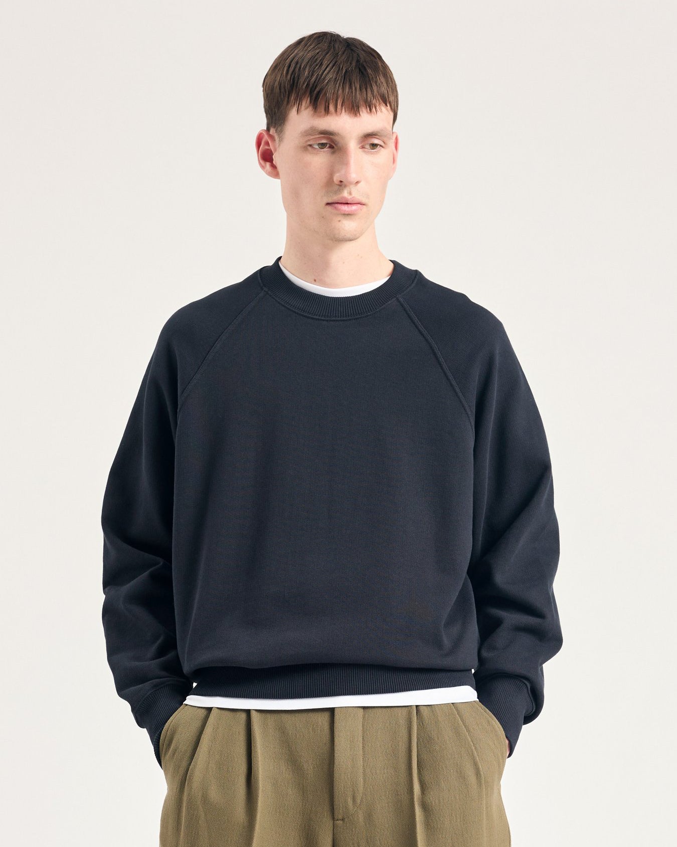 Tyr Relaxed Organic Loopback Raglan Crew - Dark Navy