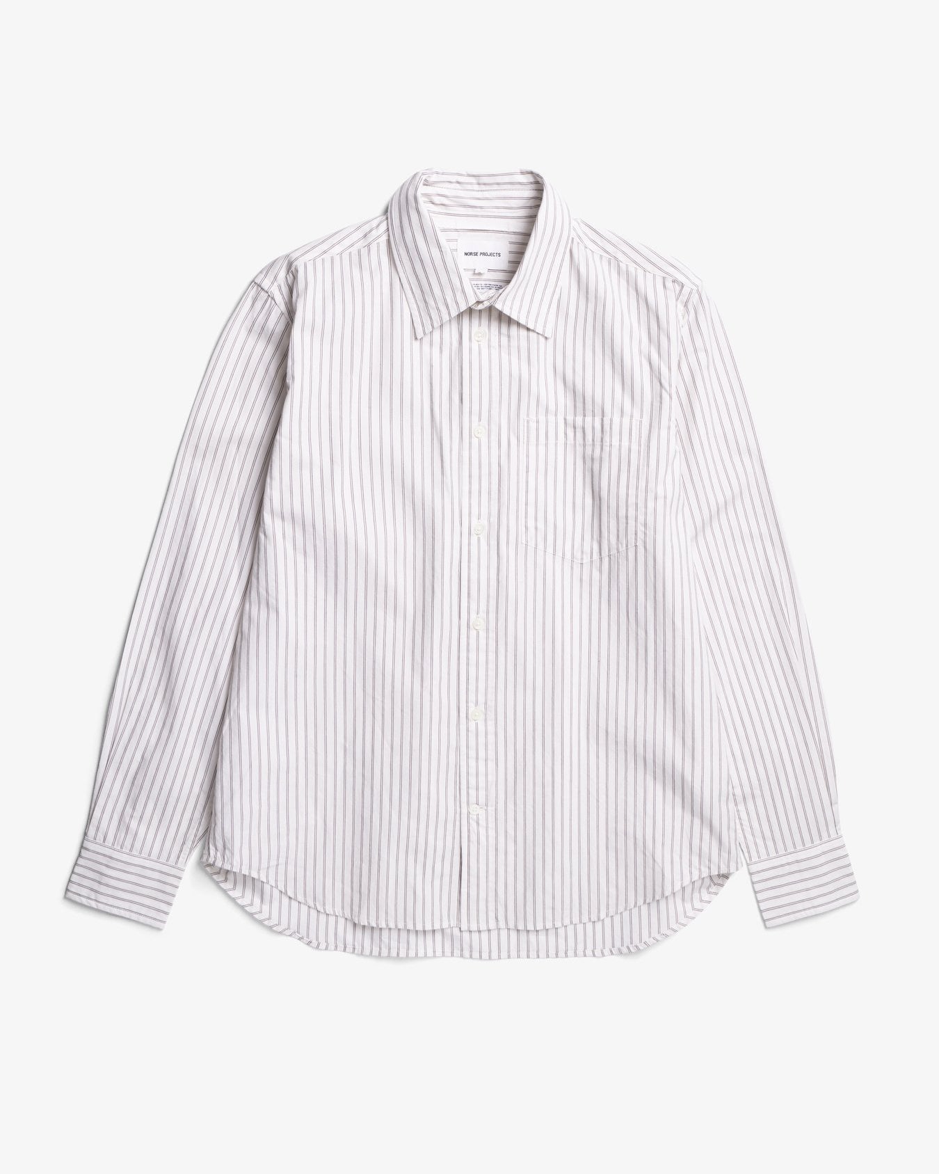 Algot Poplin Stripe Shirt - Ecru Stripe