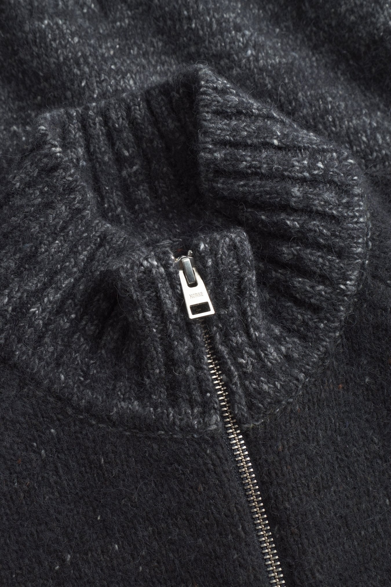 Ulf Full Zip Fairisle Cardigan - Dark Grey Melange