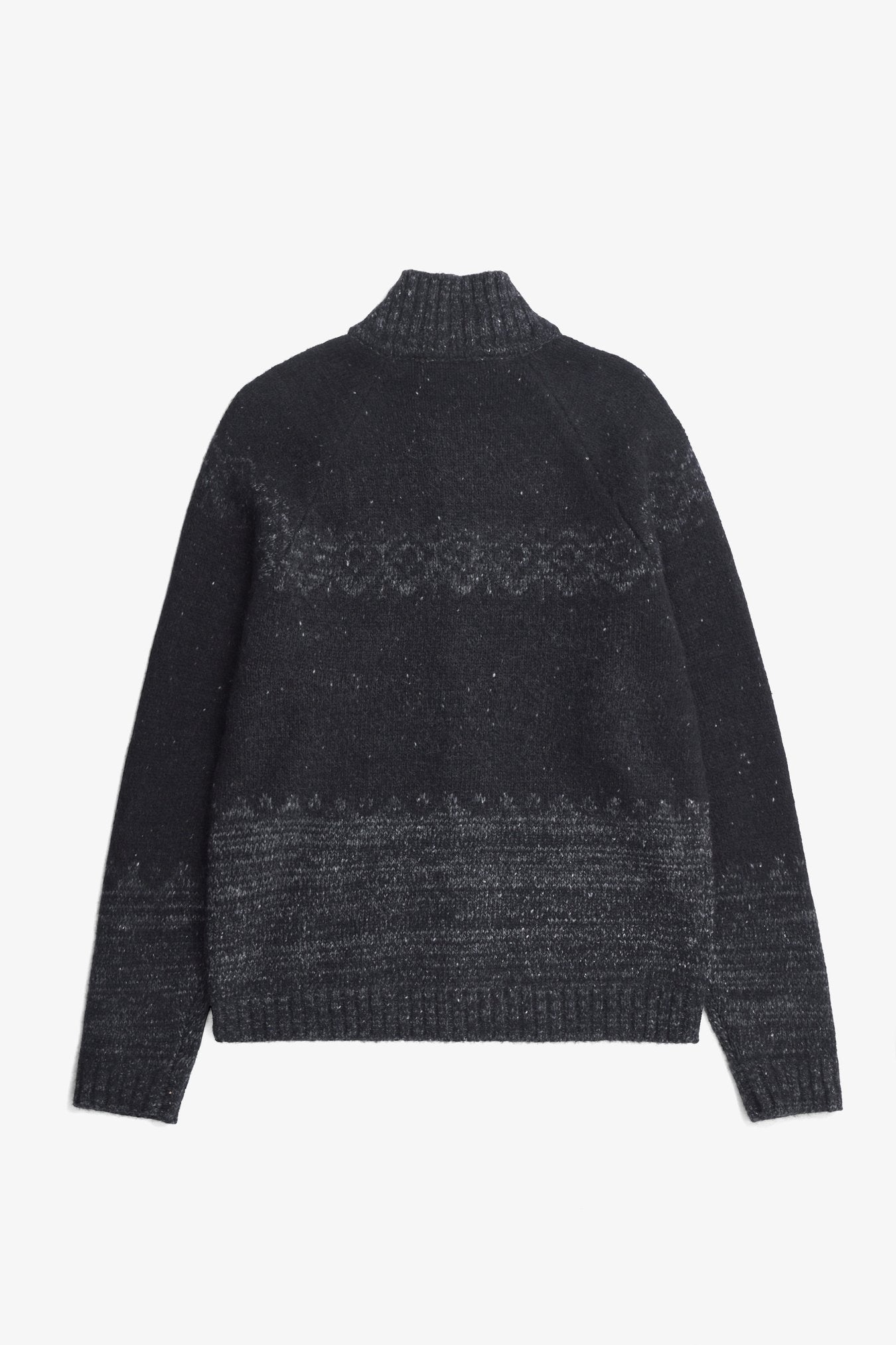 Ulf Full Zip Fairisle Cardigan - Dark Grey Melange