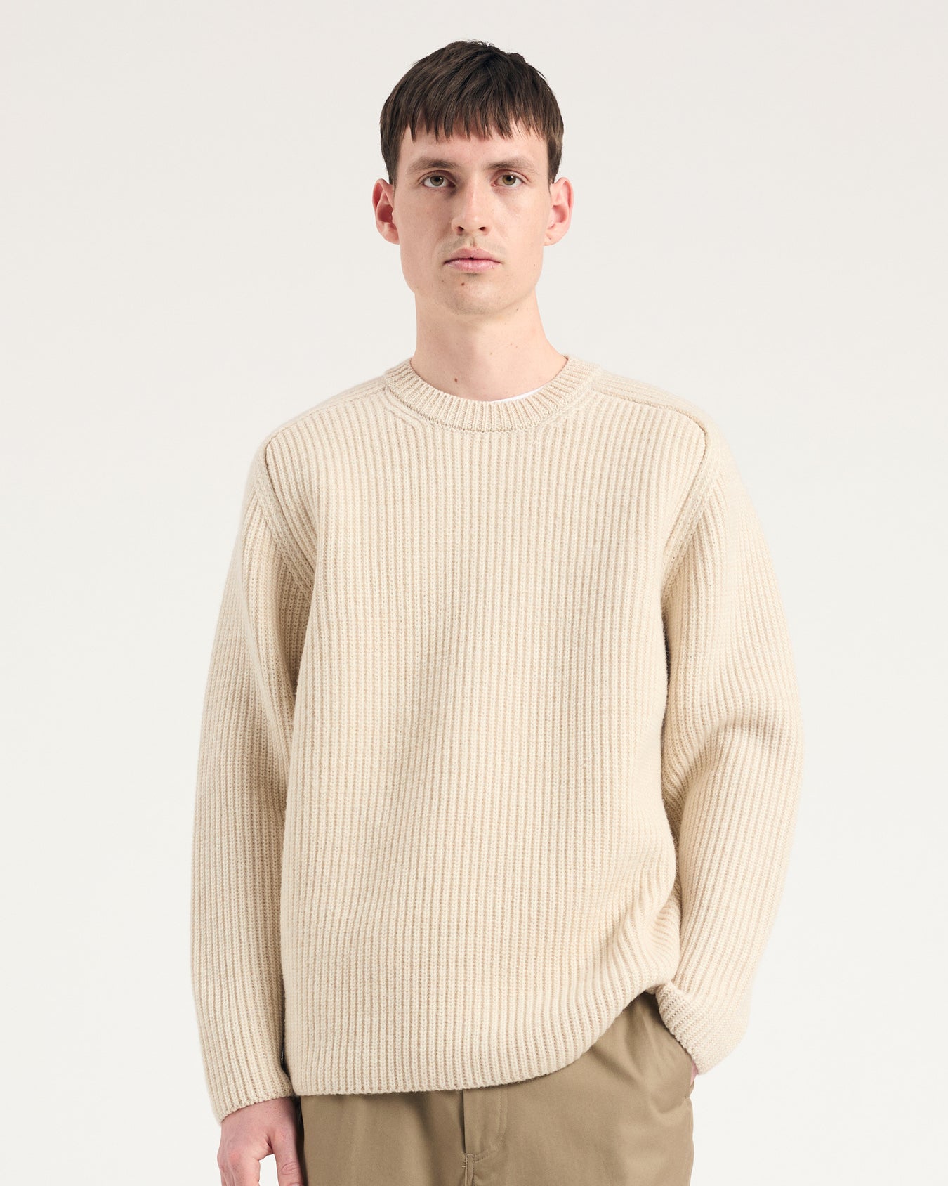 Sigurd Military Rib Crew Neck - Ecru