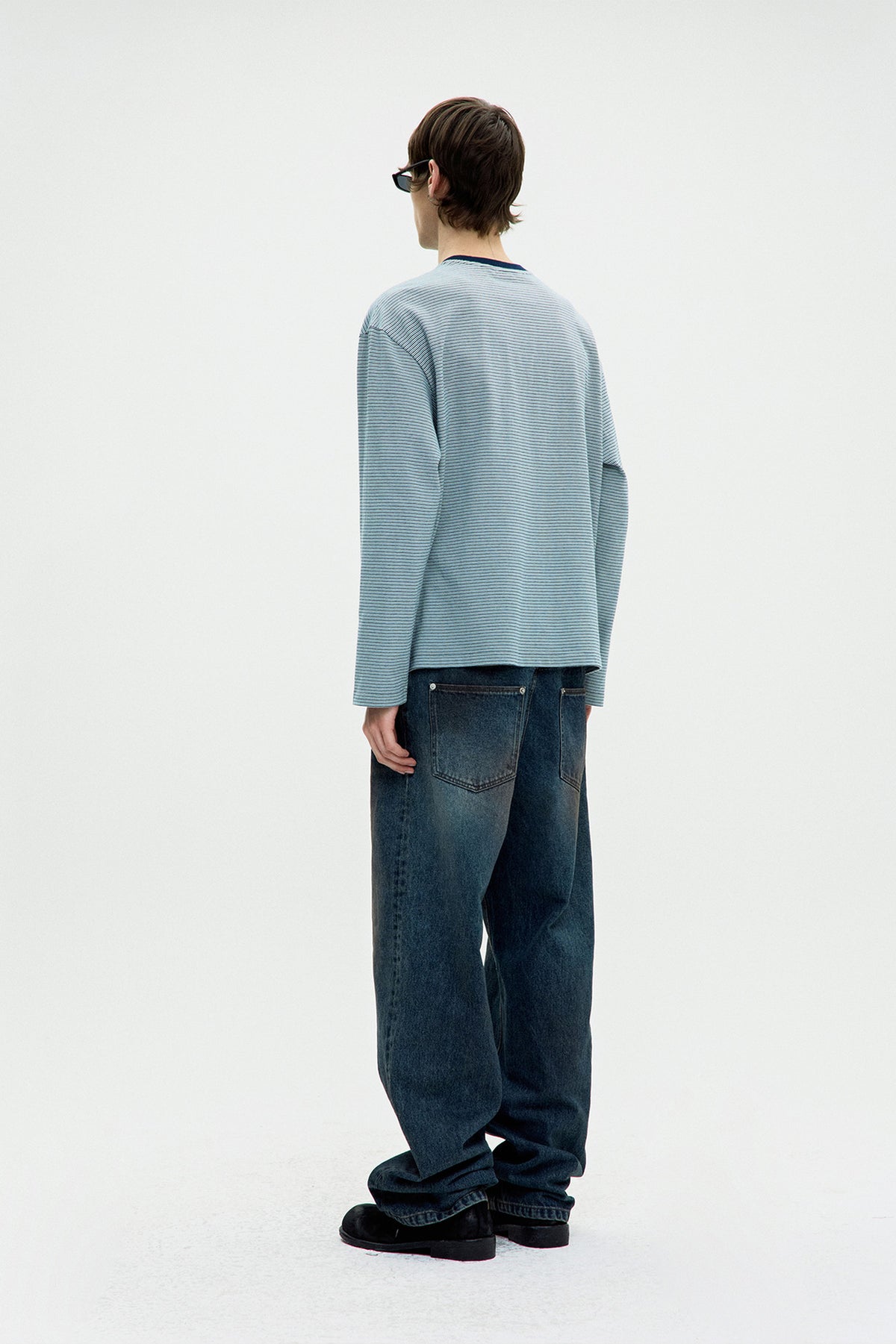 Multi Pin Stripe Pocket T-shirt - Blue