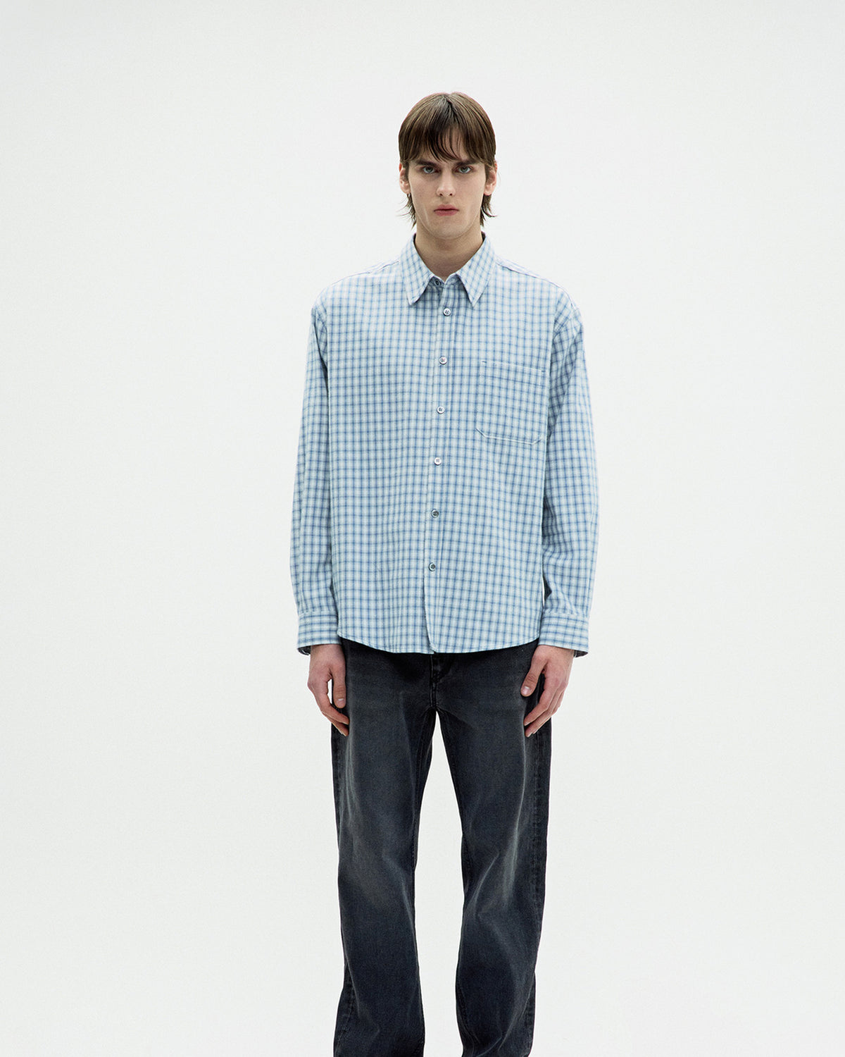 Cotton Blue Tartan Check Shirt - Light Blue