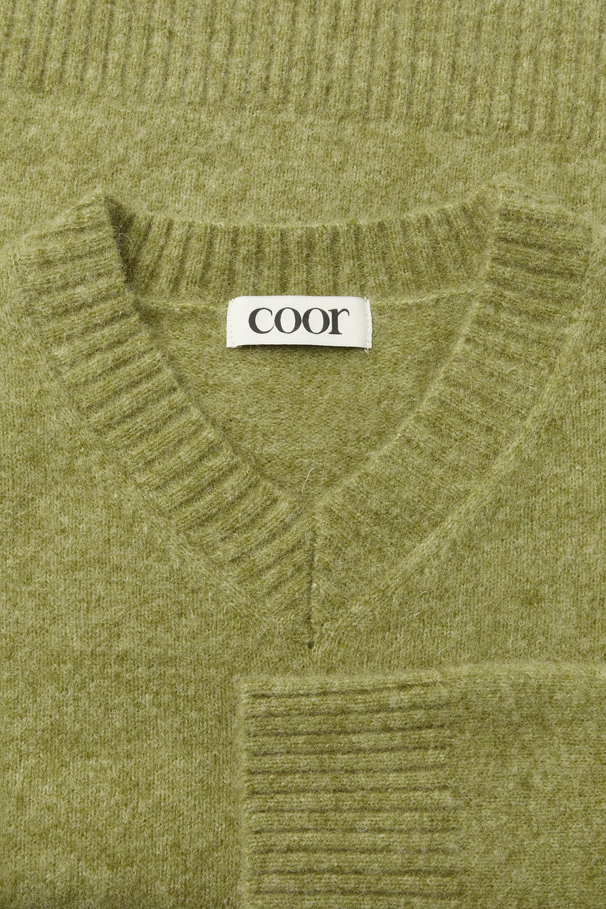 Wool Blend Hairy Neck Sweater - Pale Green