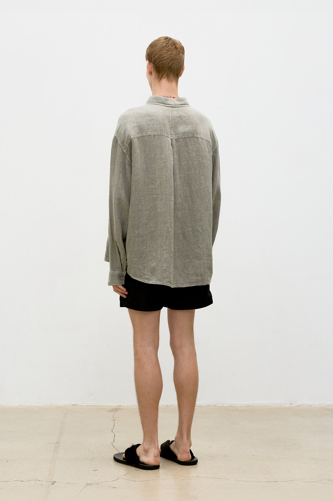 Linen Dyed Oversized Shirt - Washed Sand Beige
