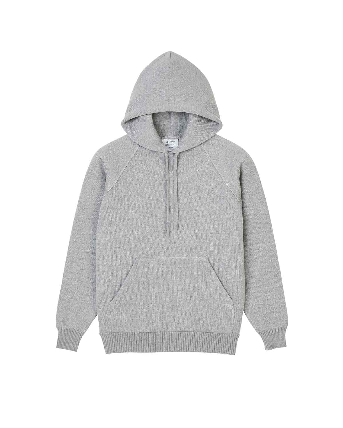 Hoodie Gris Chiné en Laine Mérinos