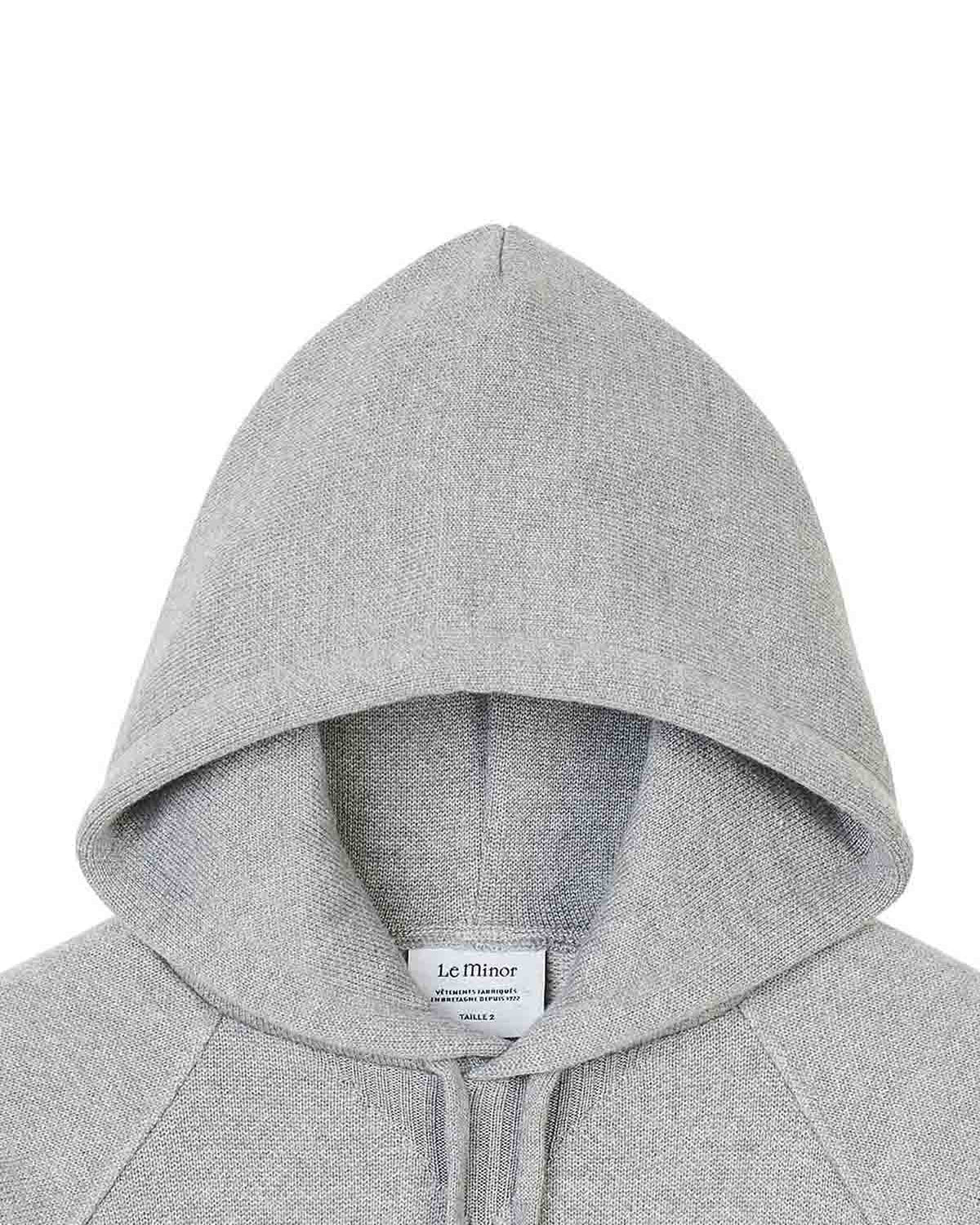 Hoodie Gris Chiné en Laine Mérinos