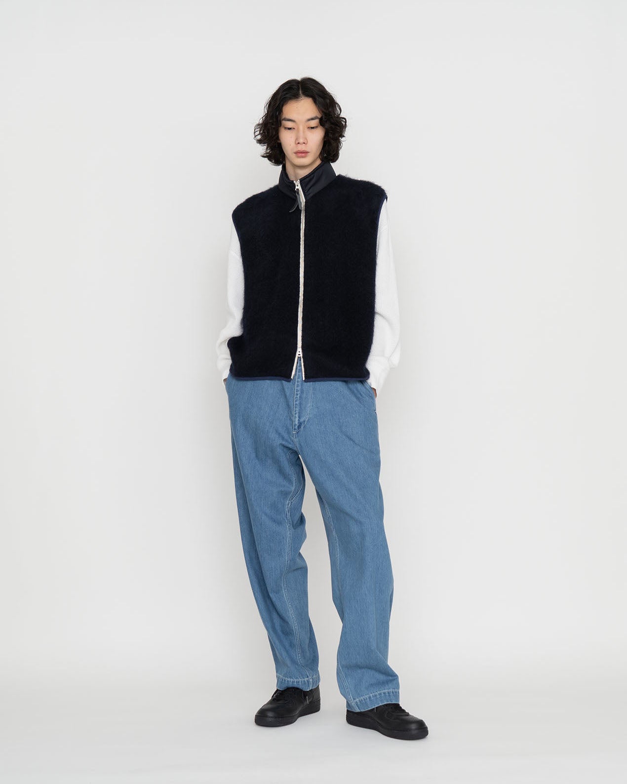 Zip-Up Mohair Vest - Navy