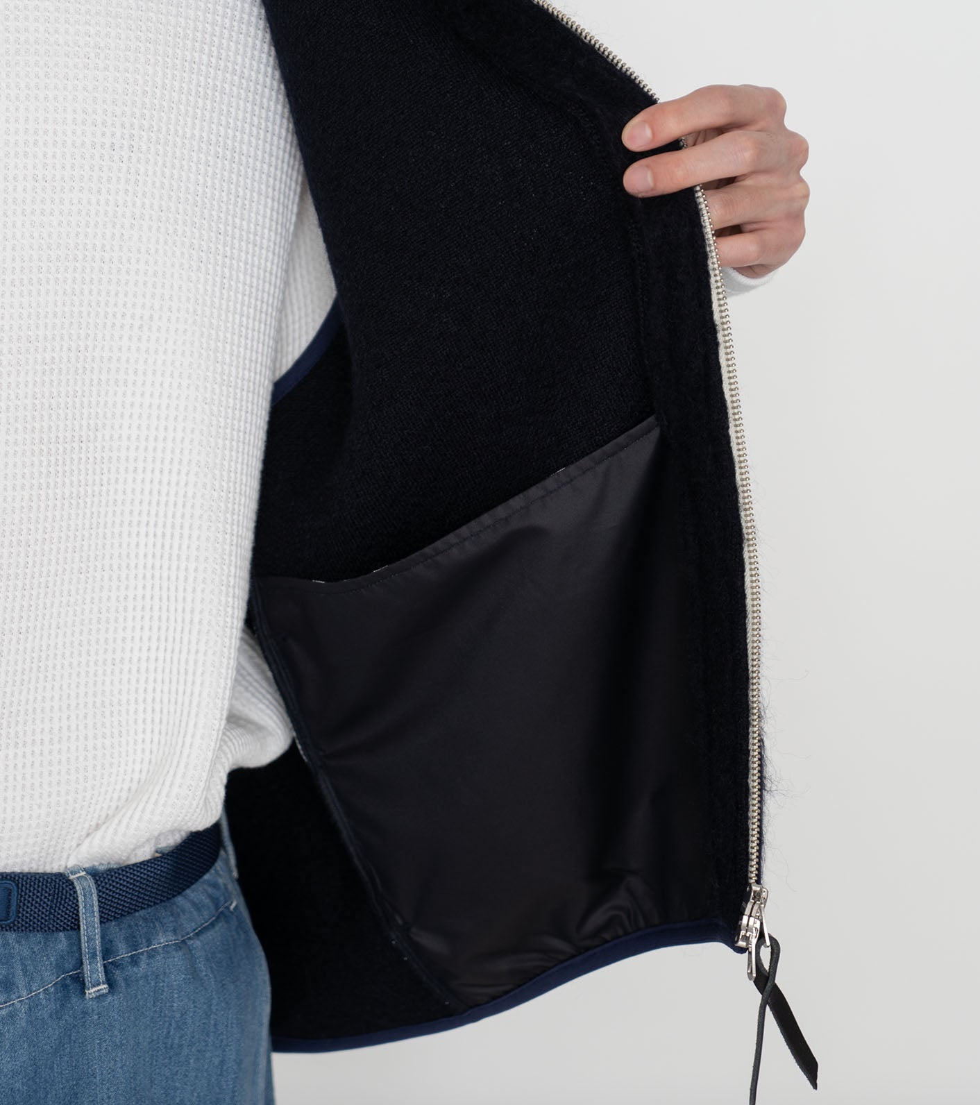 Zip-Up Mohair Vest - Navy