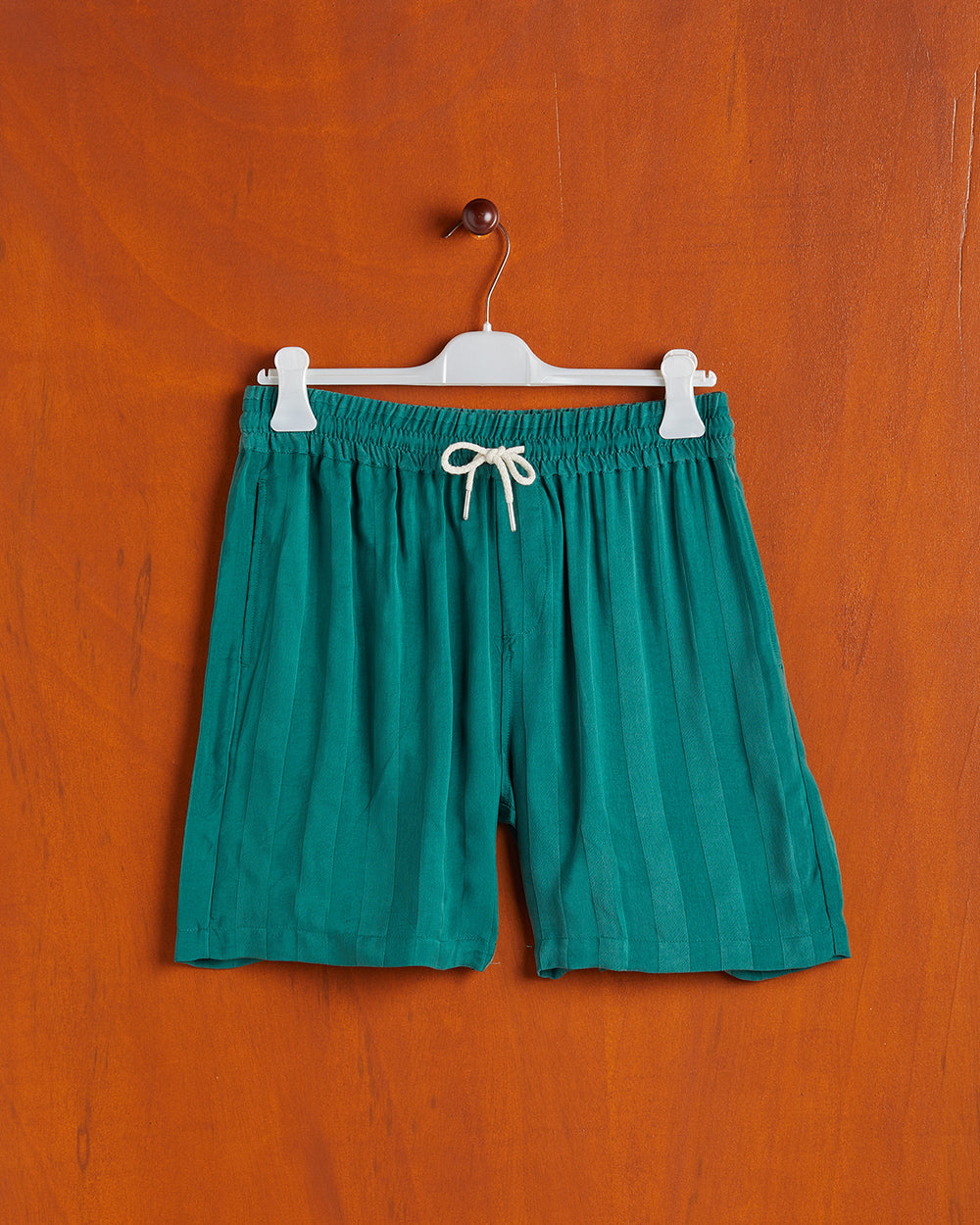 Cupro Stripe Shorts - Green