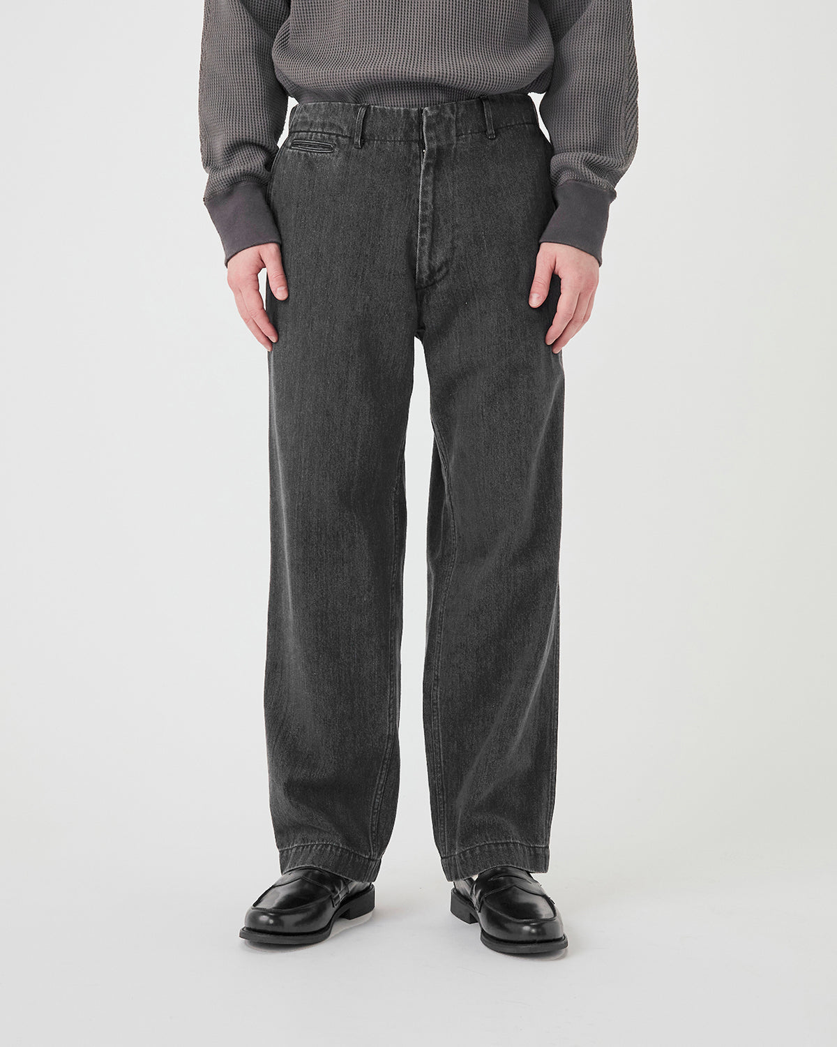 Wide Denim Pants - Gray