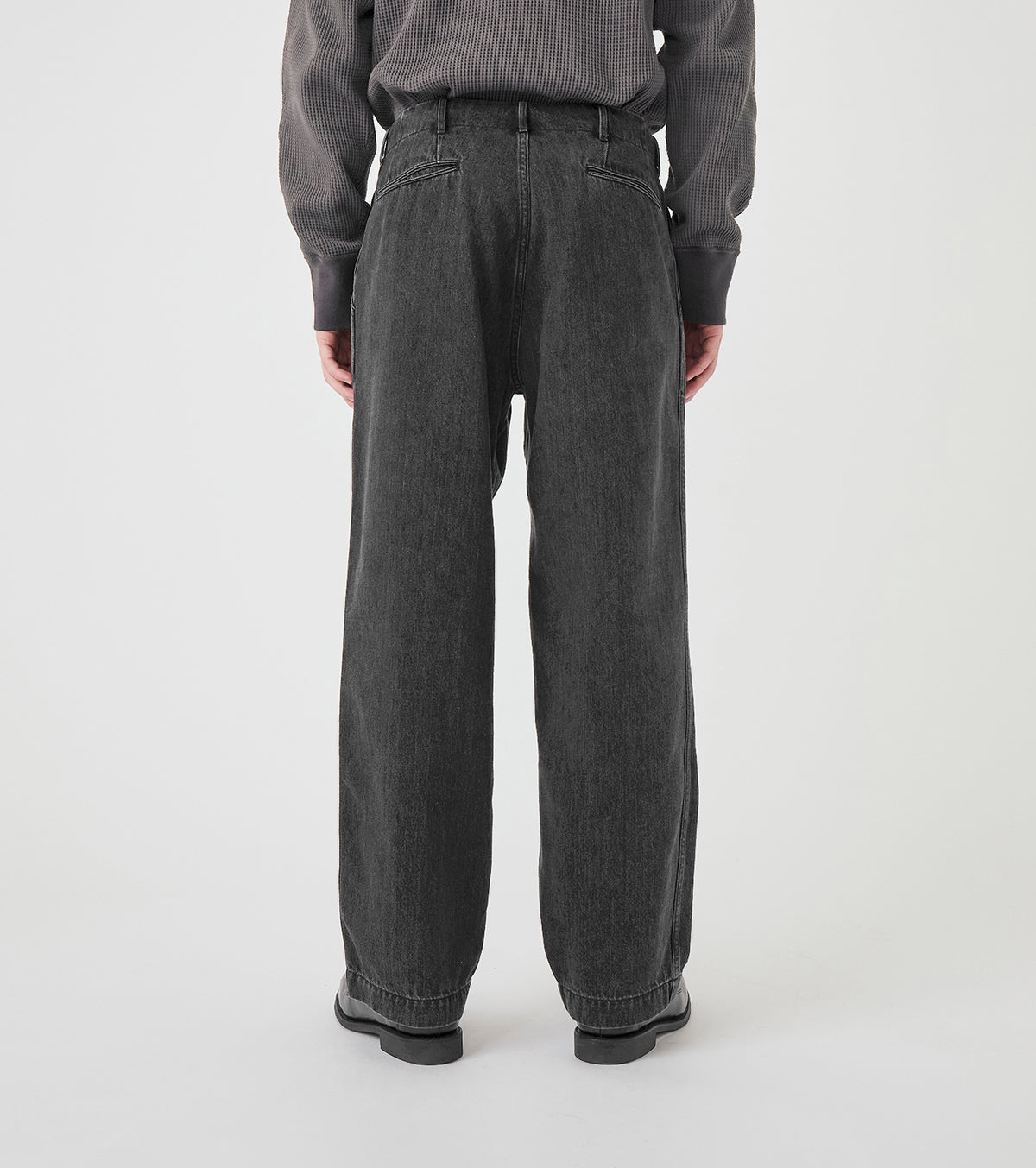 Wide Denim Pants - Gray