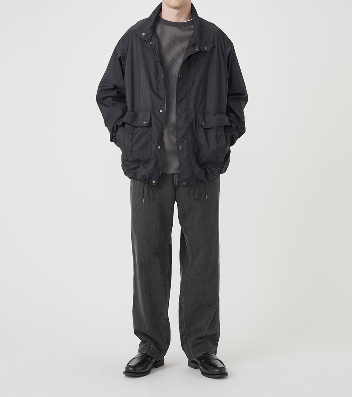 Wide Denim Pants - Gray