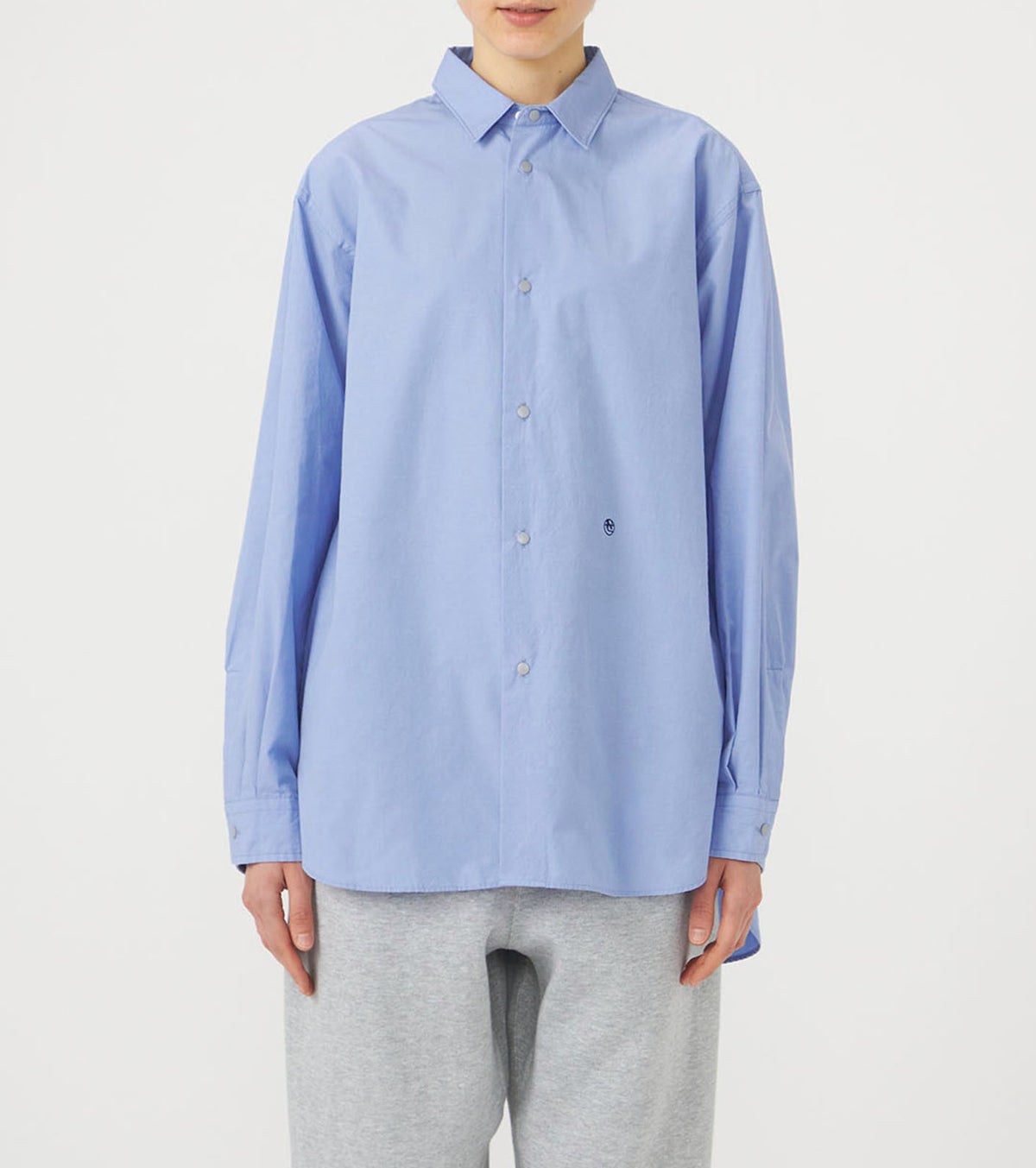 Regular Collar Wind Shirt - Sax