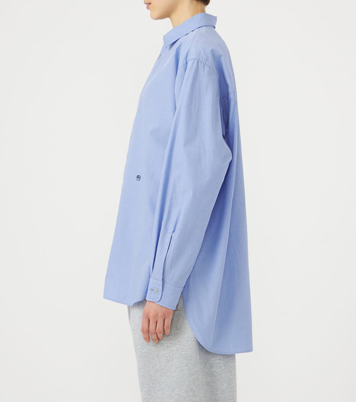 Regular Collar Wind Shirt - Sax