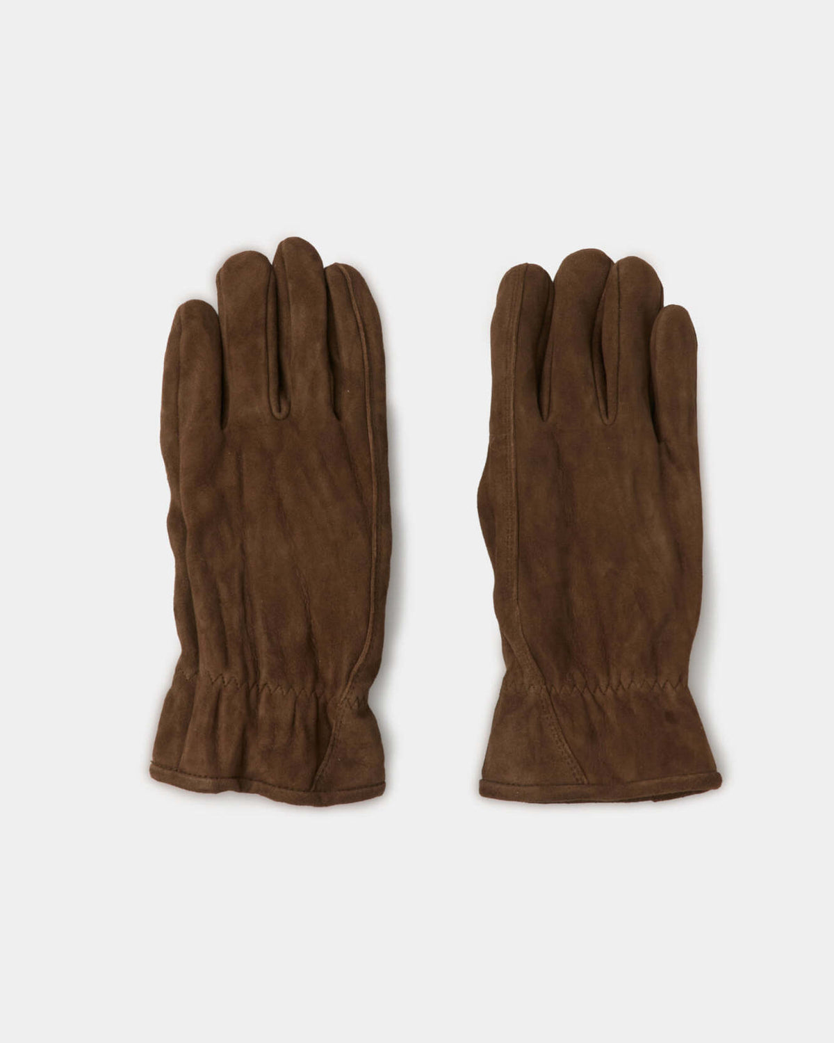 Goatskin Pleated Washed Gloves - Dark Brown
