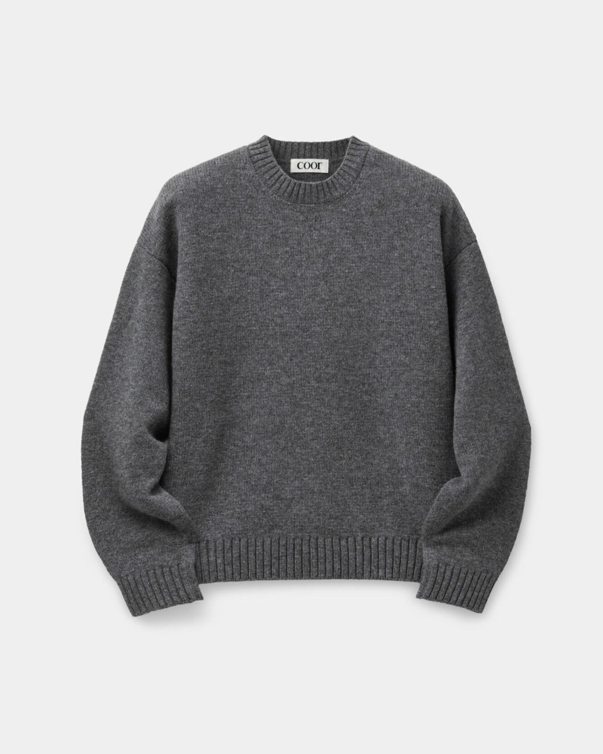 Wool Cropped Crewneck Sweater - Melange Grey