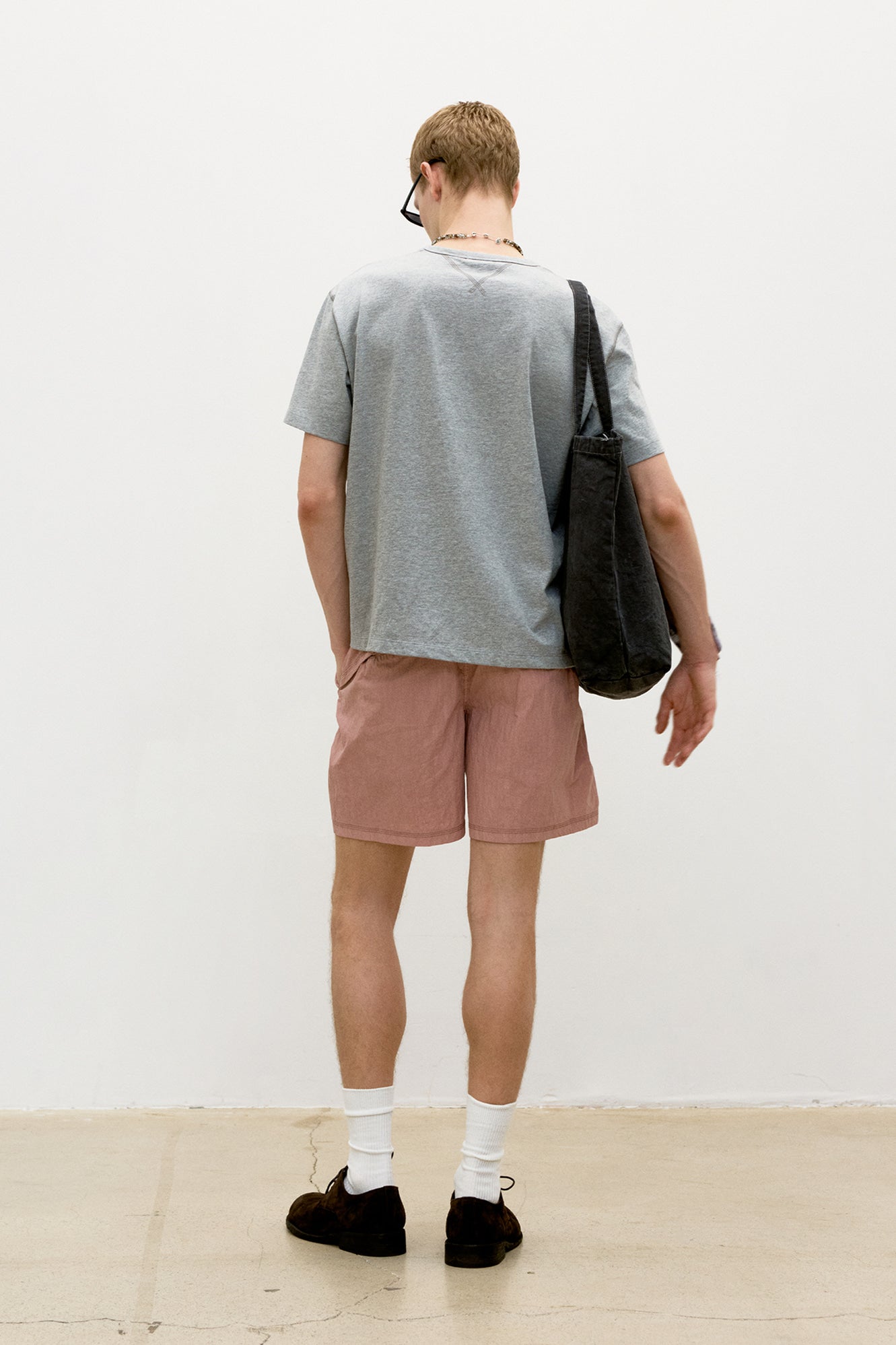 Garment Dyed Nylon Short Pants - Washed Dusty Pink