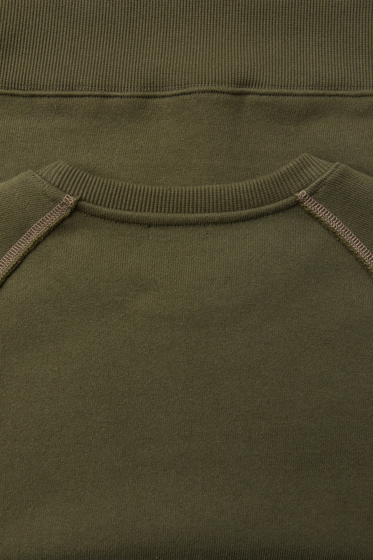 Contrast Stitch Raglan Sweatshirt - Khaki