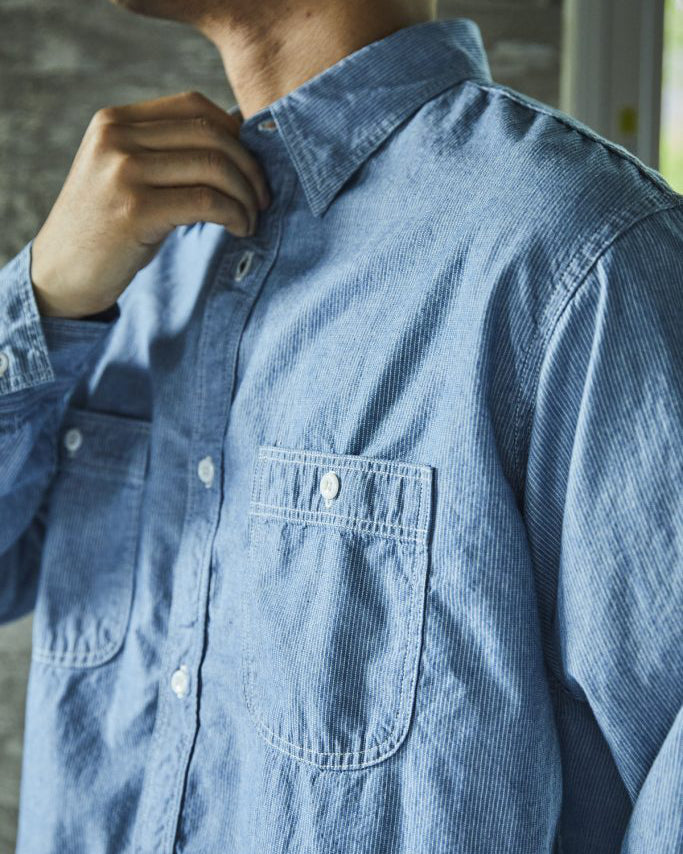 Relax Fit Stripe Chambray Work Shirt - Hickory